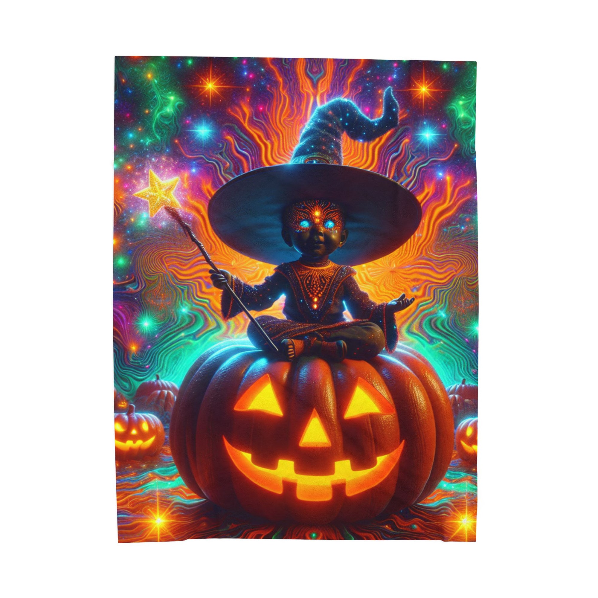 Halloween Witch Blanket, Spooky Pumpkin Throw, Cozy Fall Bedding, Vibrant Halloween Decor, Witchy Home Gift, Soft Fleece Blanket