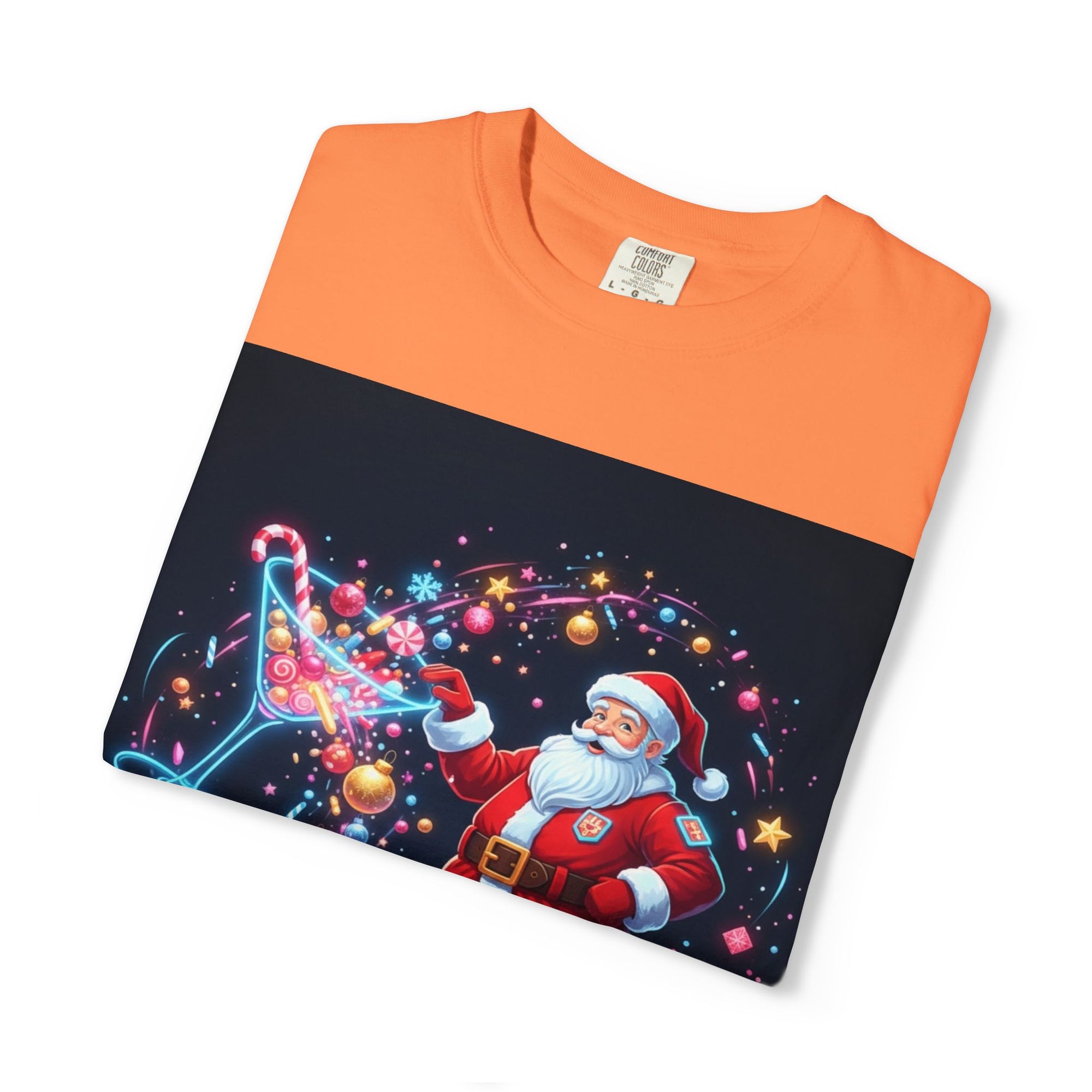 Santa Wizard Illustration T-Shirt | Neon Magical Christmas Tee