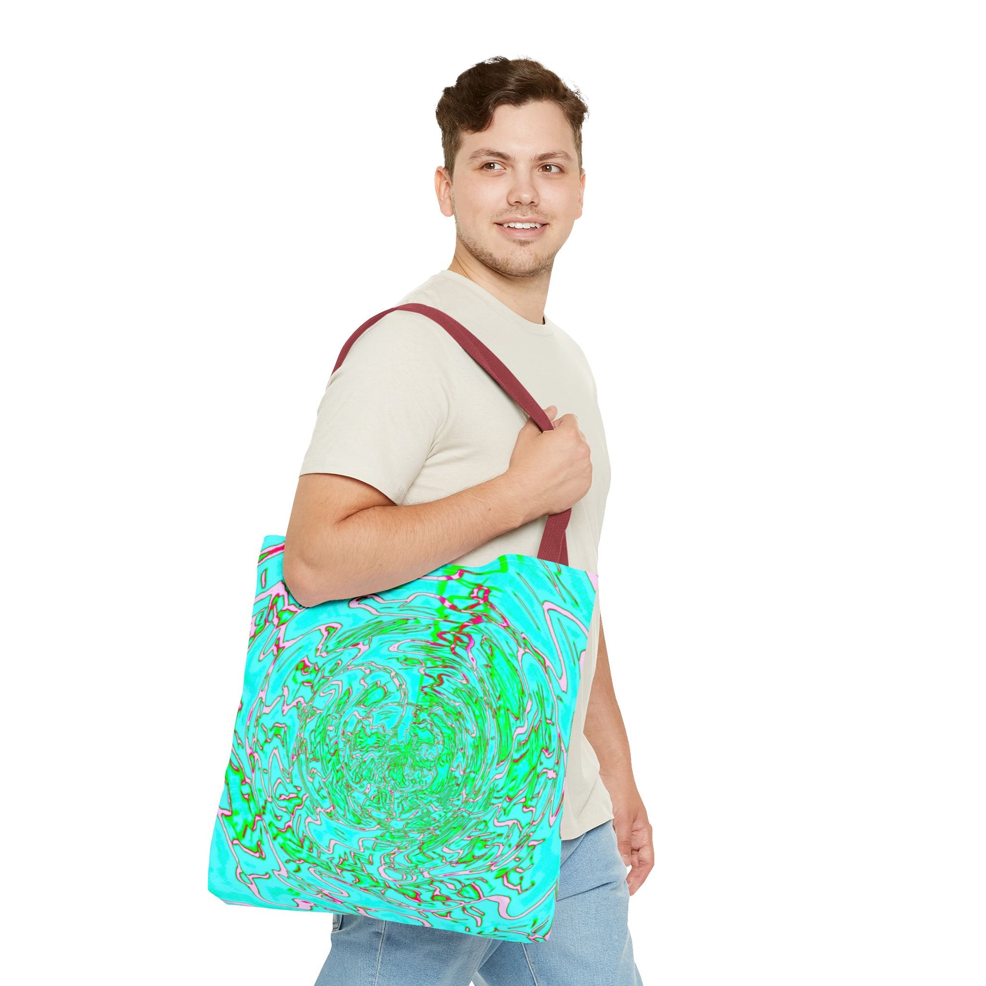 Ocean Swirl Tote Bag | Turquoise Abstract Beach Shopper