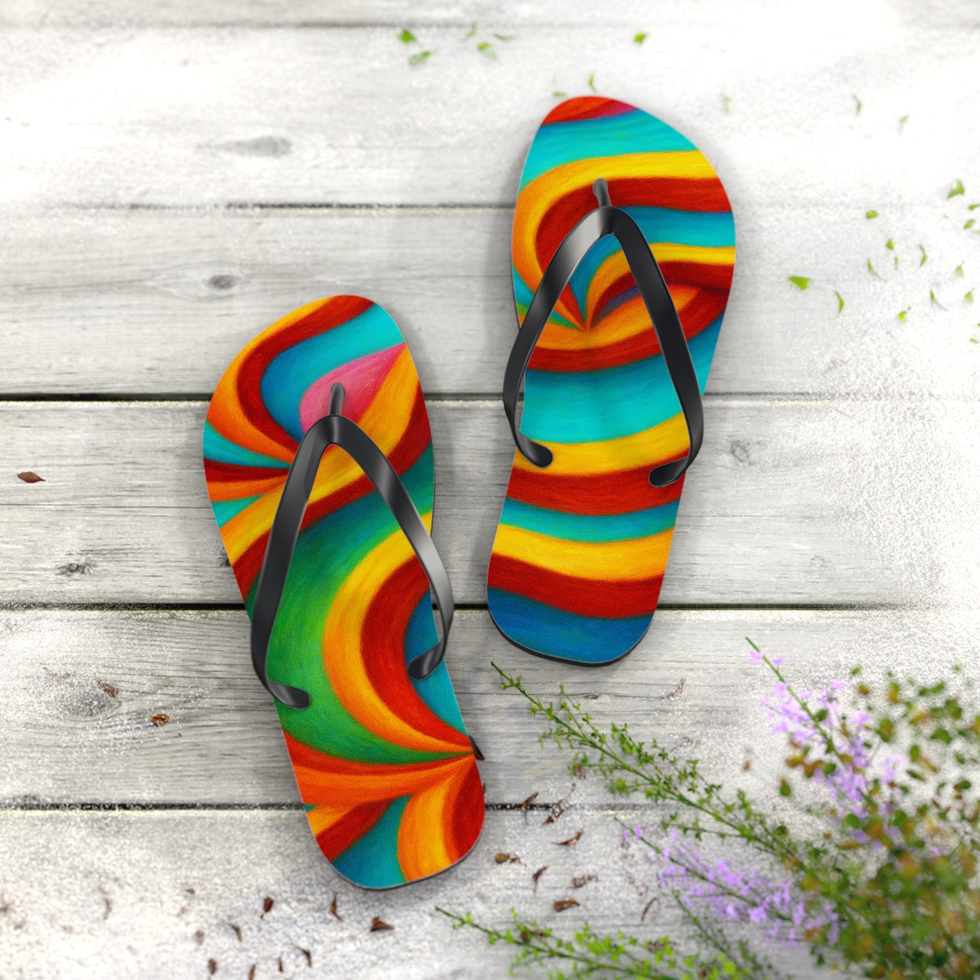 Colorful Artistic Flip Flops | Vibrant Summer Festival Sandals