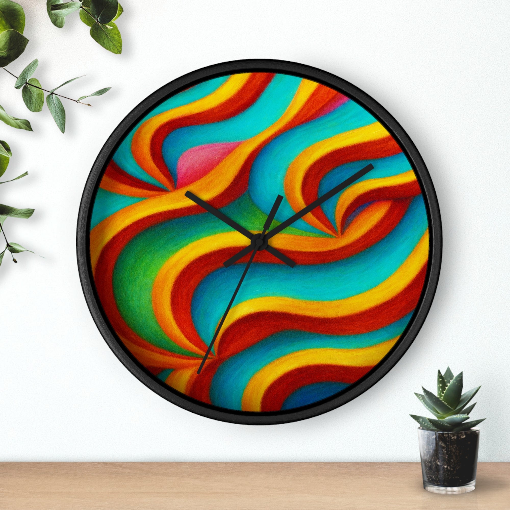 Rainbow Abstract Wall Clock | Colorful Modern Home Decor