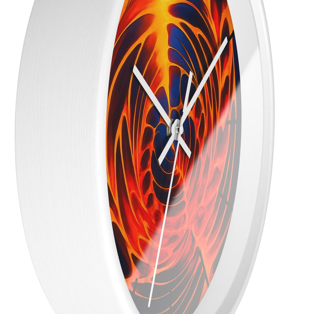 Abstract Fire Vortex Wall Clock | Red Orange Swirl Home Decor | Unique Silent Gift