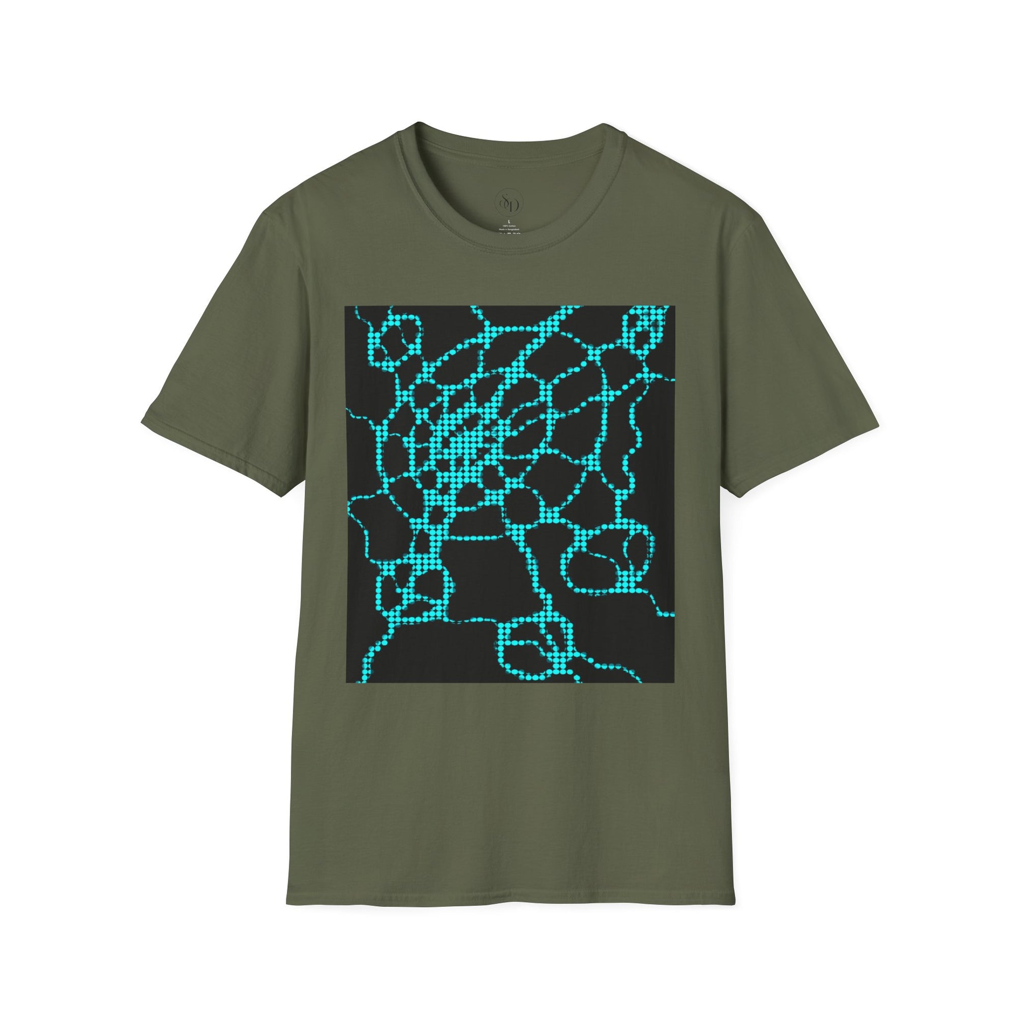 Neural Pattern T-Shirt | Black Turquoise Tech Aesthetic Tee