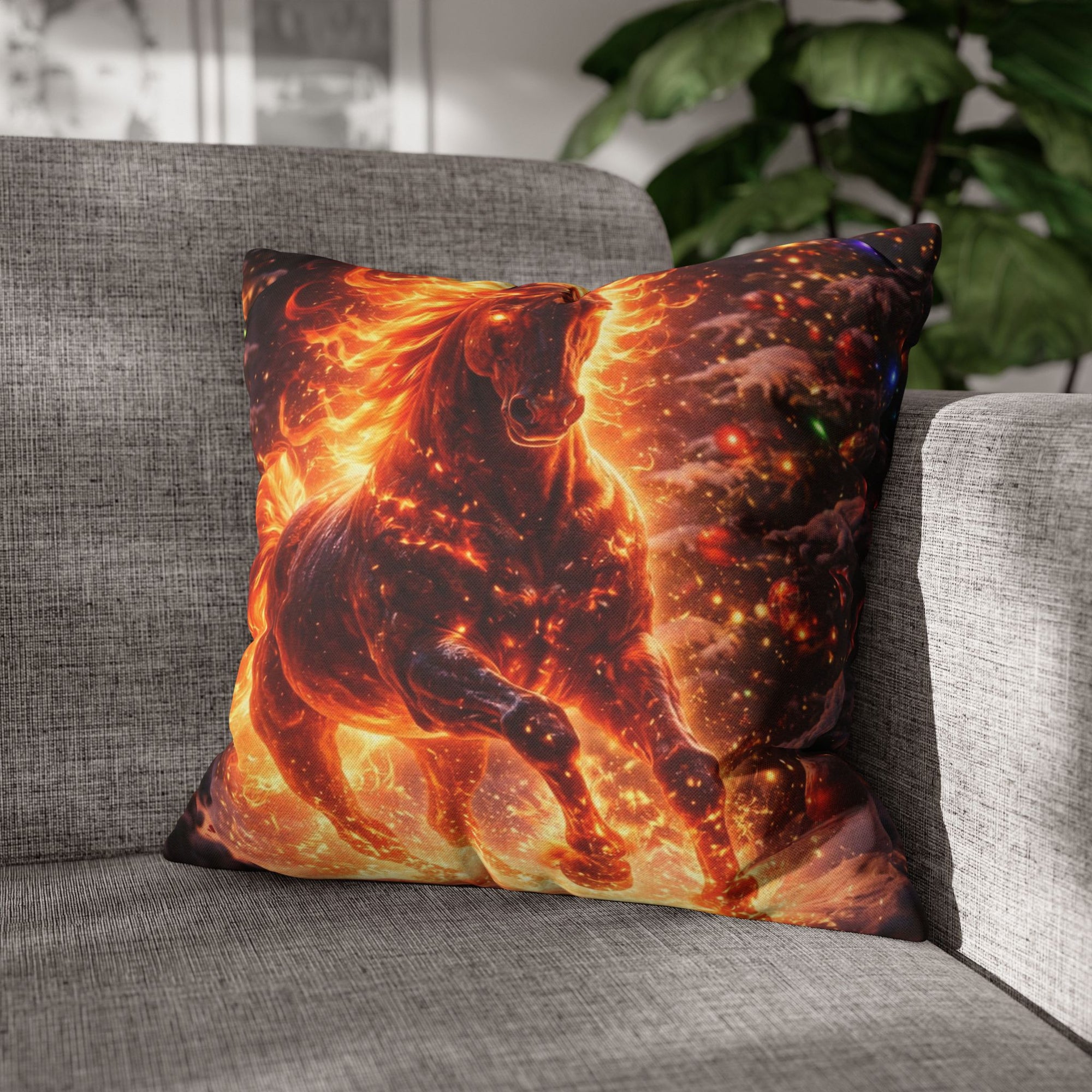 Fire Horse Throw Pillow | Christmas Decorative Cushion