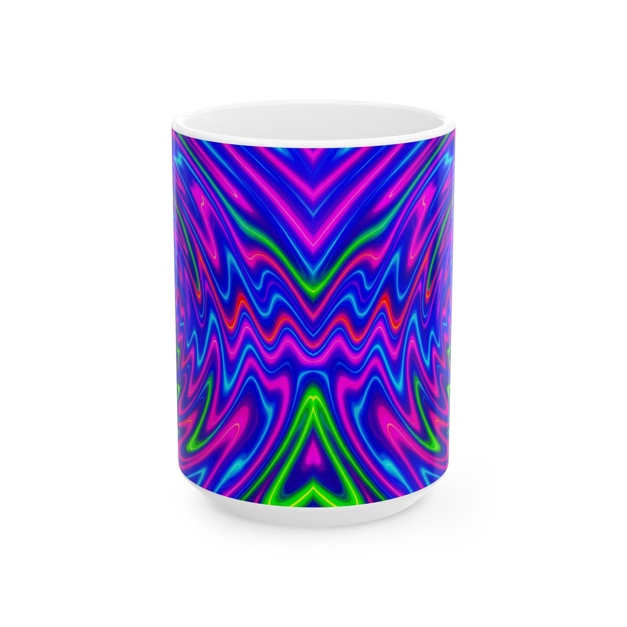 Vortex of Vibes, Psychedelic Spiral Mug for Coffee or Tea, Trippy Ceramic Gift for Color Lovers