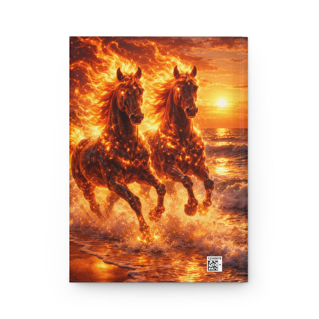 Twin Fire Horses Notebook | Fantasy Flame Journal Hardcover