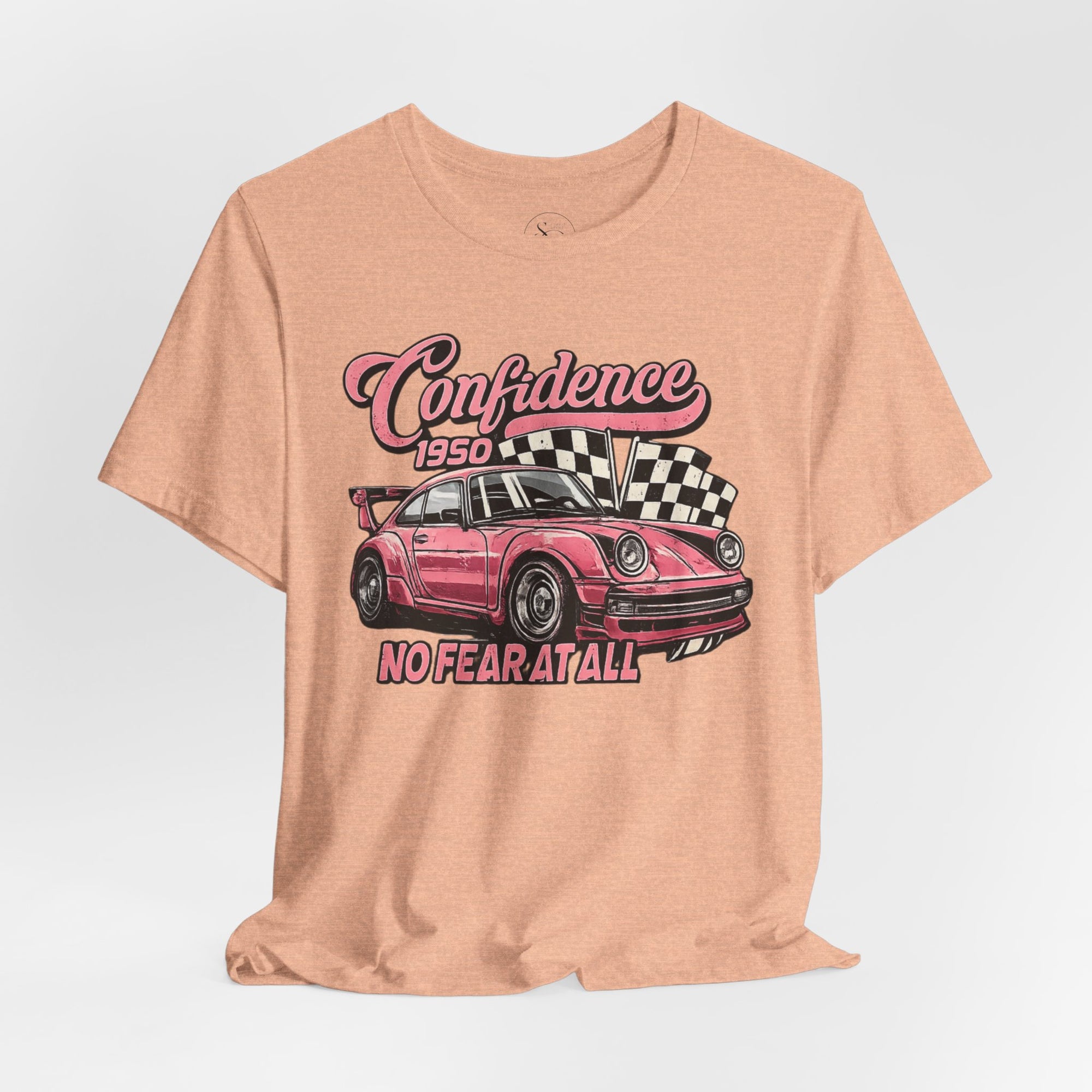 Vintage Pink Porsche 1950 Racing Tee | Confidence No Fear At All