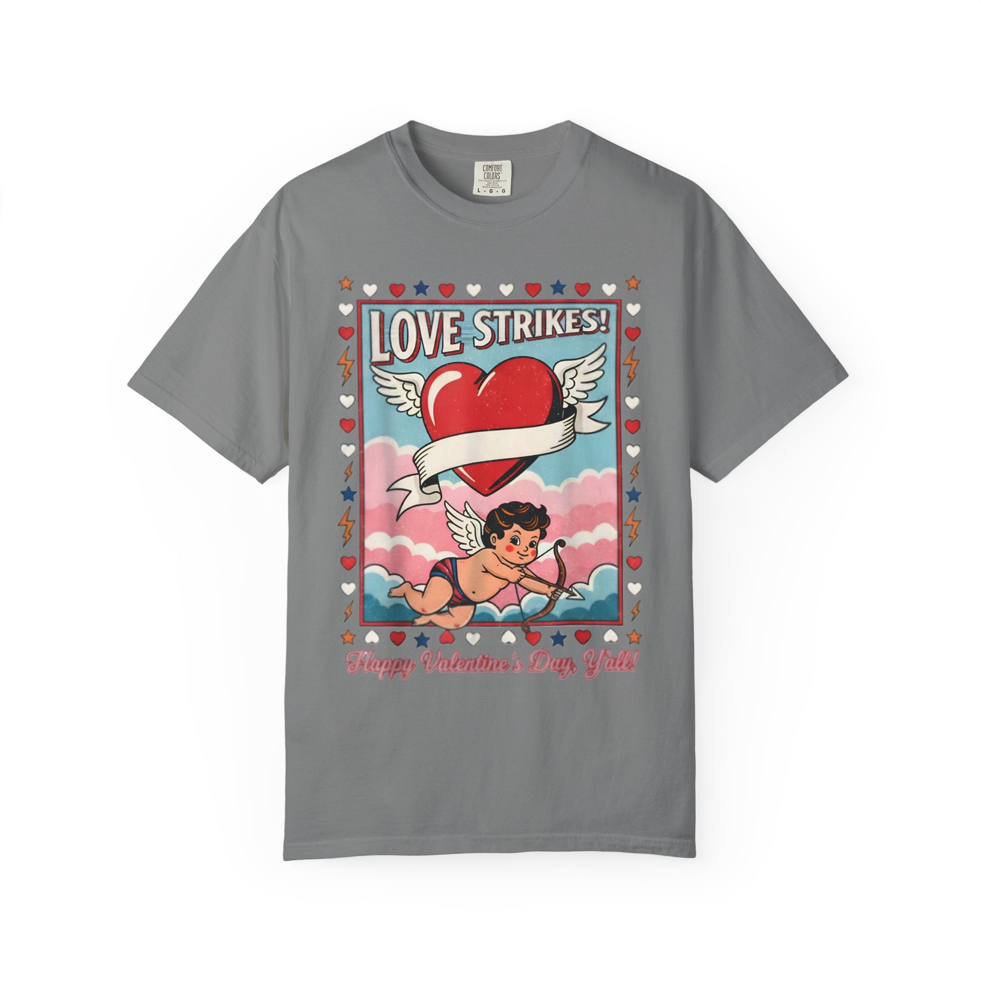 Love Strikes Cupid Heart T-Shirt | Valentine's Day Retro Graphic