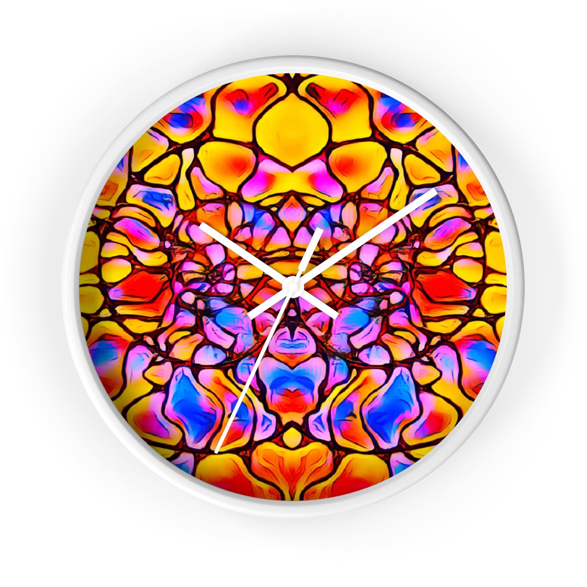 Stained Glass Kaleidoscope Wall Clock | Jewel Tone Abstract Home Decor | Silent Art Gift