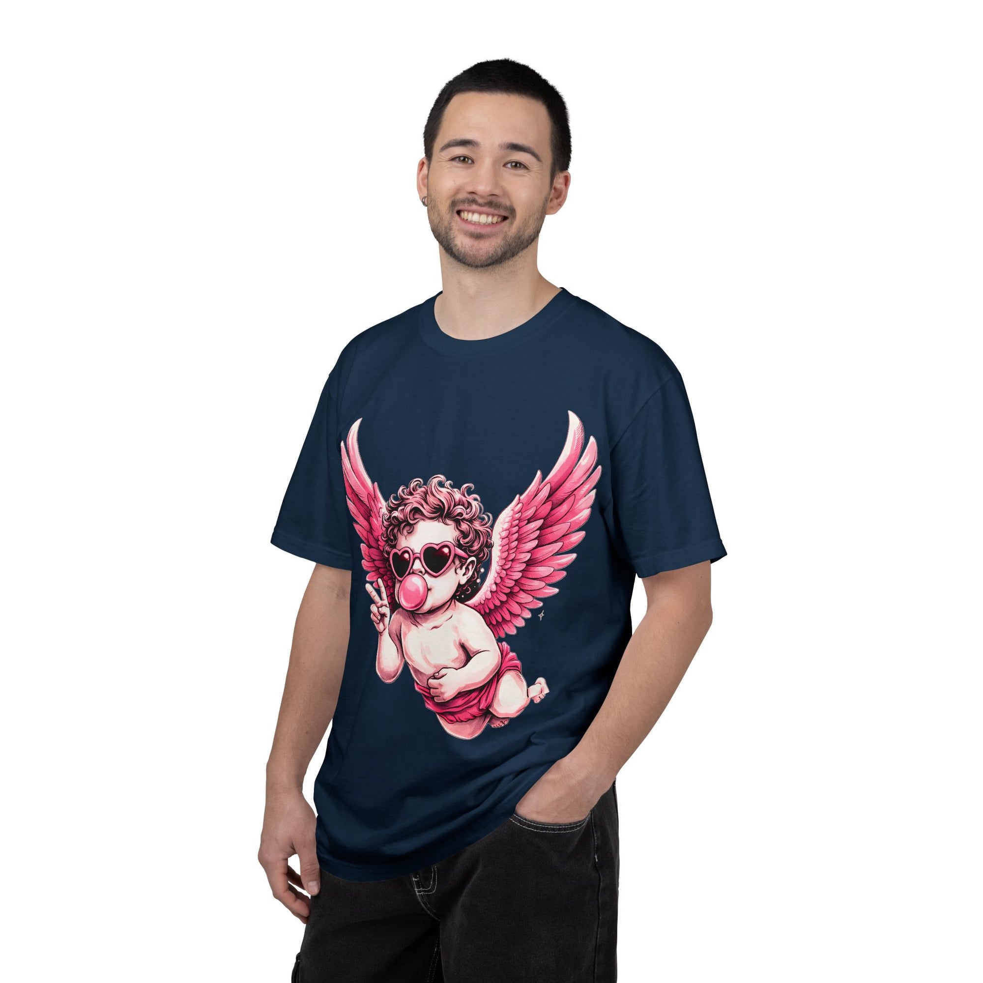 Pink Cherub Angel bubblegum sunglasses T-Shirt | Cupid winged baby graphic