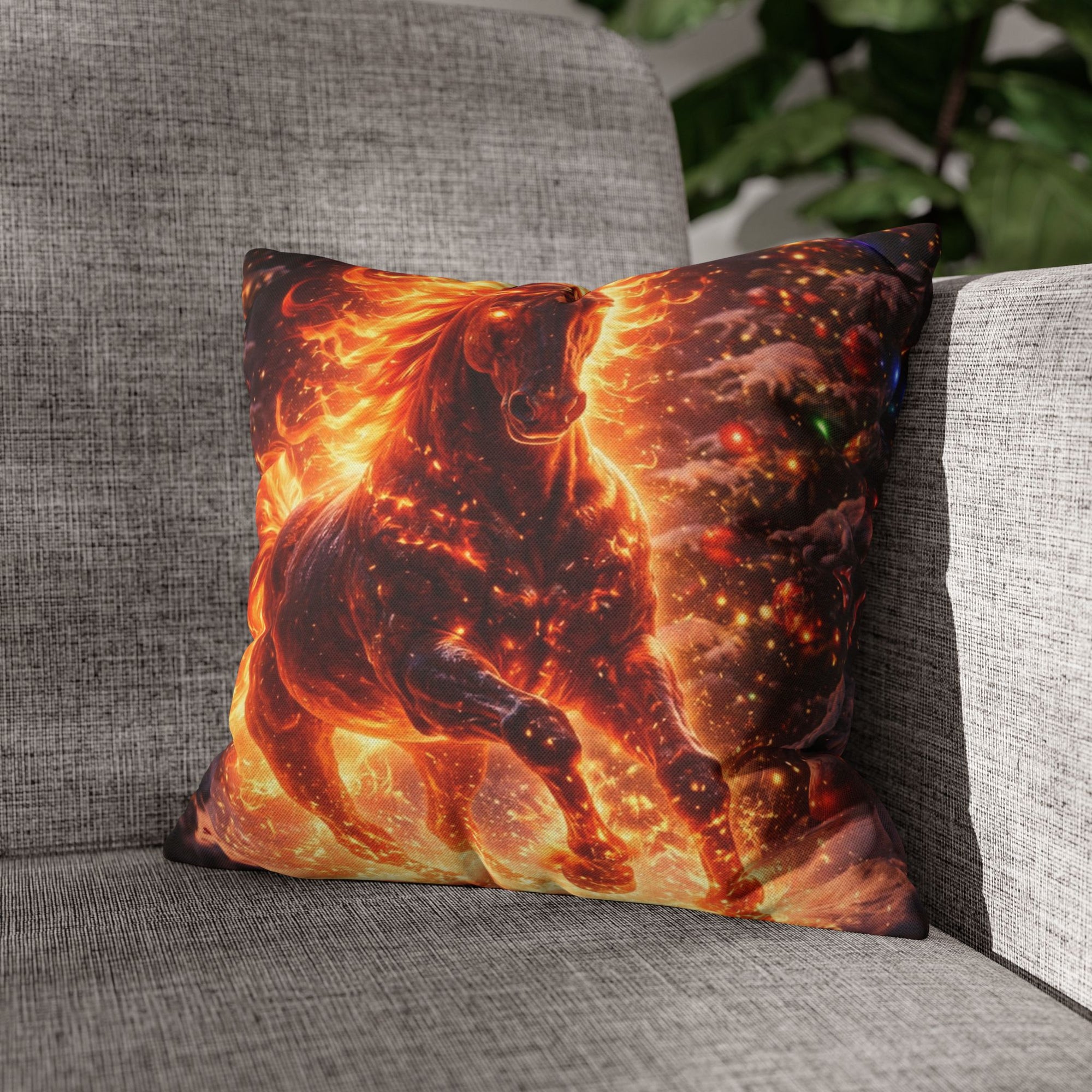 Fire Horse Throw Pillow | Christmas Decorative Cushion