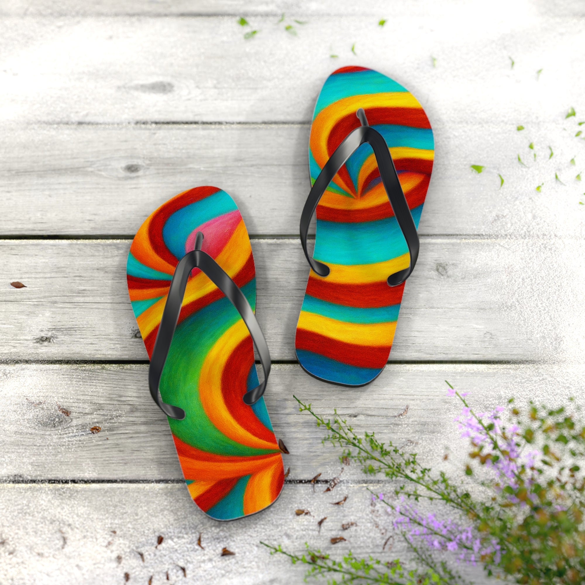 Artistic Flip Flops | Colorful Summer Sandals | Festival Aesthetic
