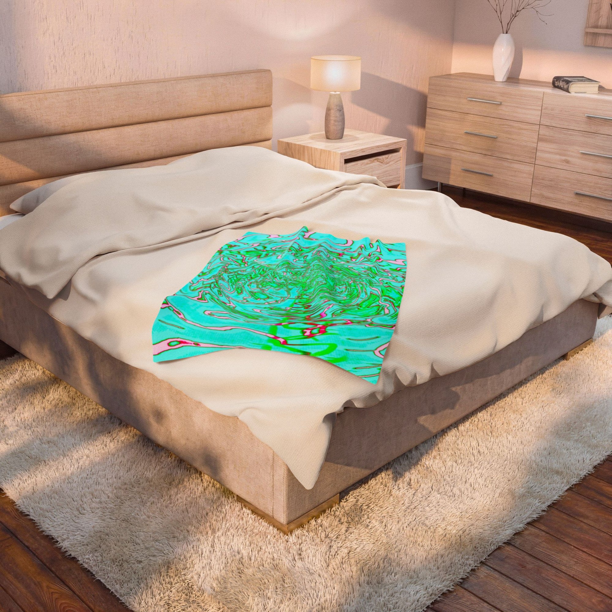 Watercolor Plush Blanket | Colorful Velveteen Throw | Cozy Home Decor