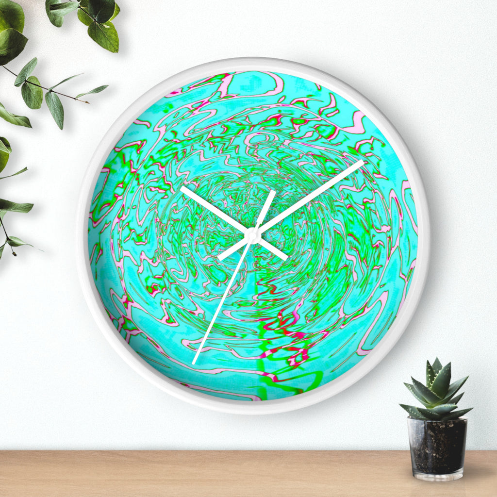Abstract Green Turquoise Wall Clock | Silent Modern Swirl Home Decor | Unique Gift