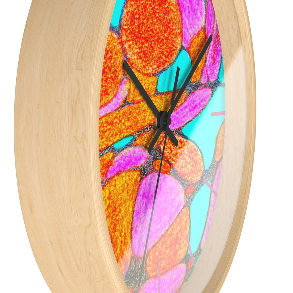 Abstract Pink Orange Teal Wall Clock | Modern Geometric Pop Art Decor | Silent Unique Gift