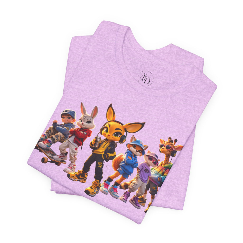 Anthropomorphic Skate Crew T-Shirt | Cartoon Fox, Bunny, Giraffe Characters