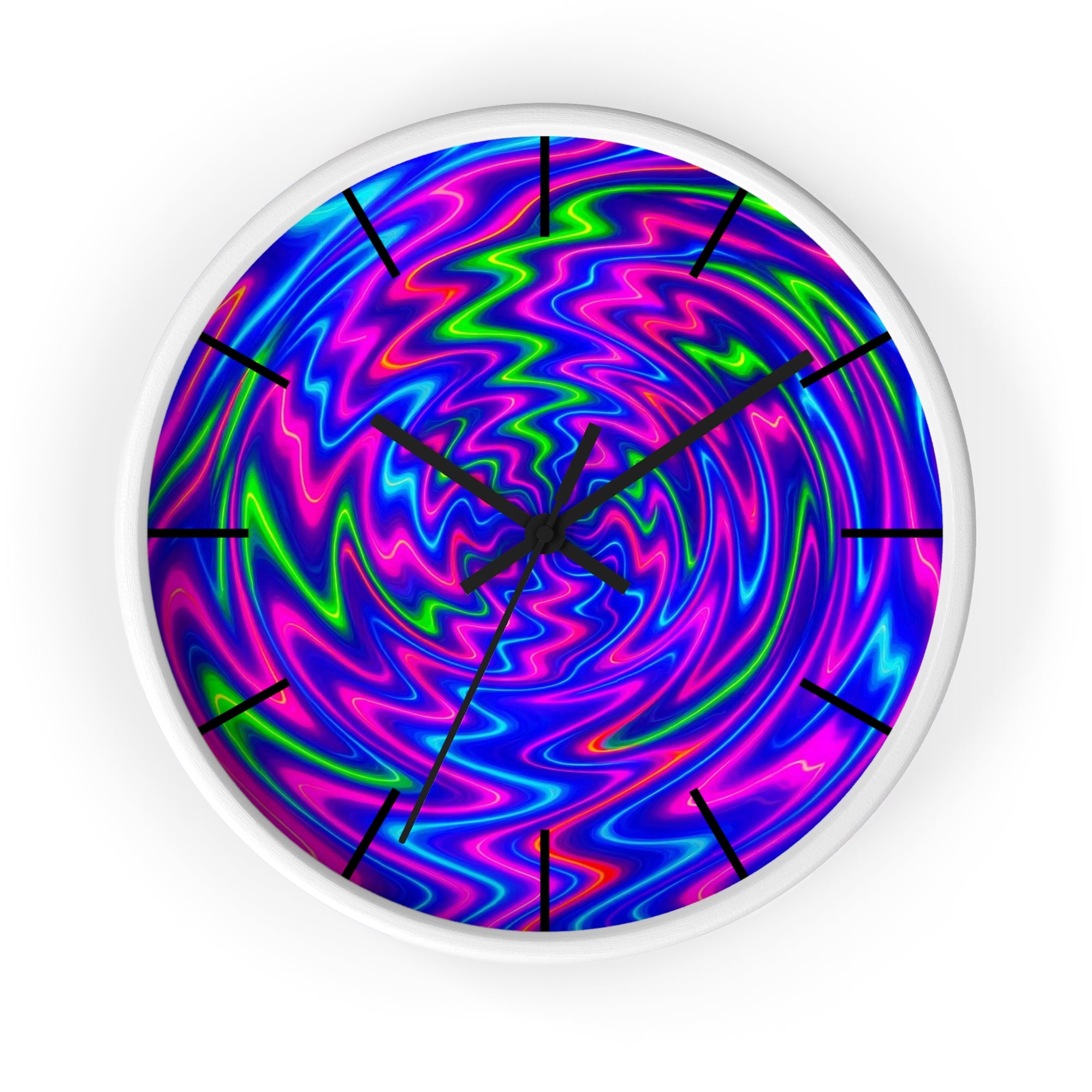 Psychedelic Abstract Wall Clock | Vibrant Neon Swirl Home Decor | Unique Trippy Gift