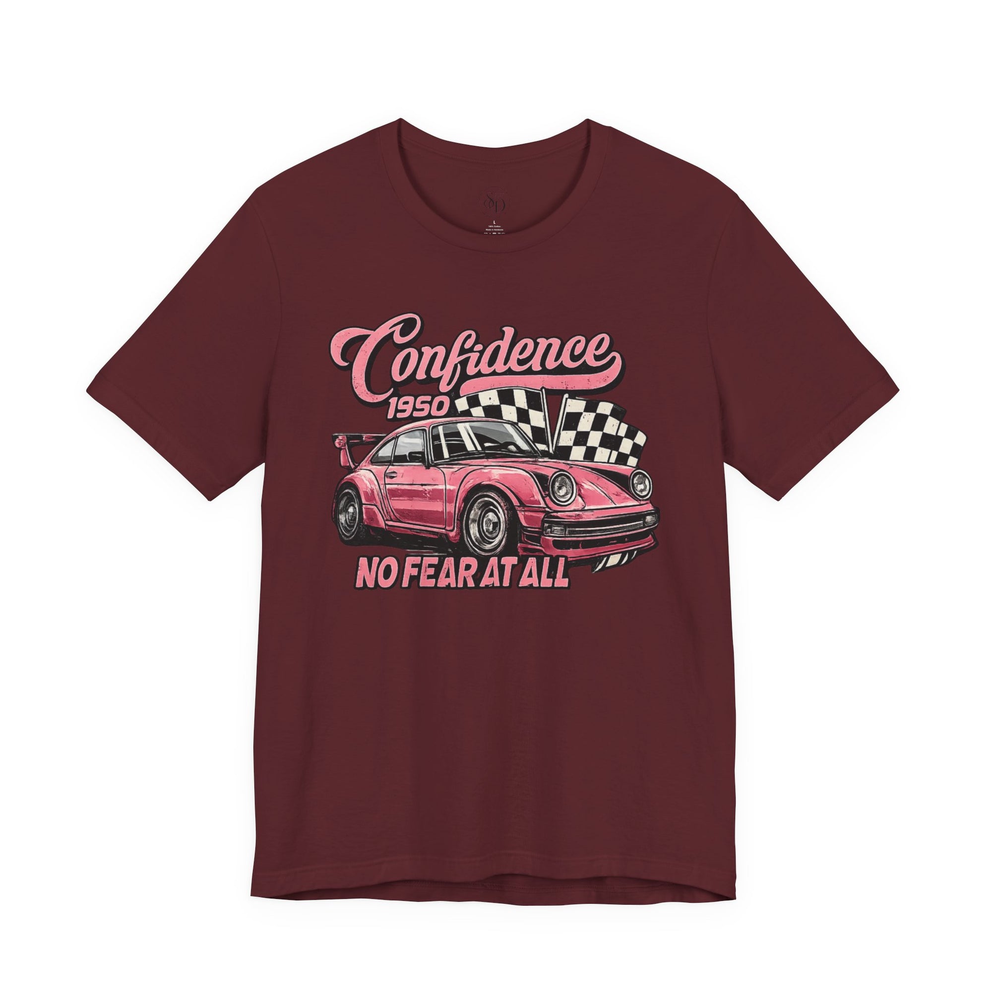 Vintage Pink Porsche 1950 Racing Tee | Confidence No Fear At All