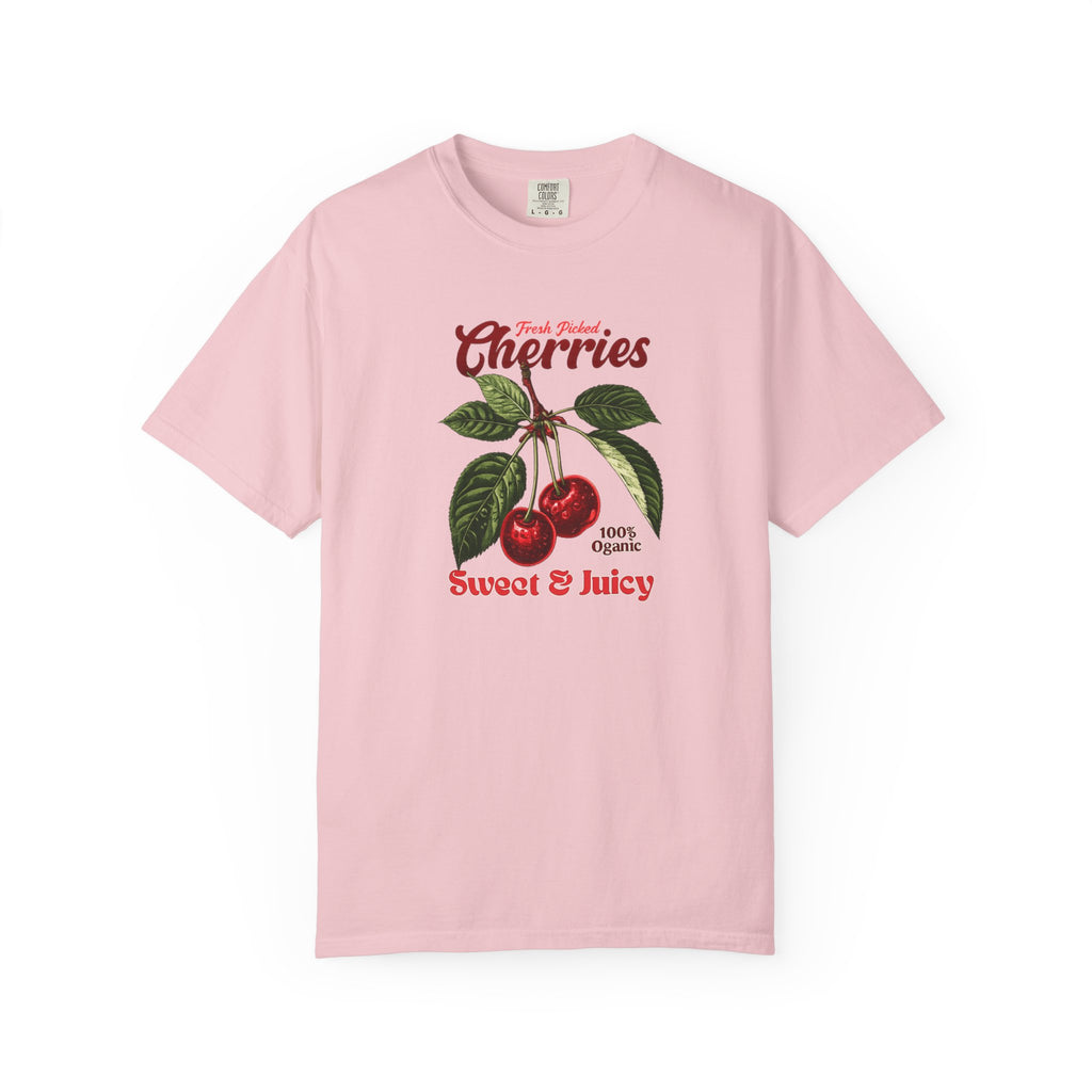 Cherry Vintage Tee — "Fresh Picked Cherries: Sweet & Juicy" Graphic T-Shirt