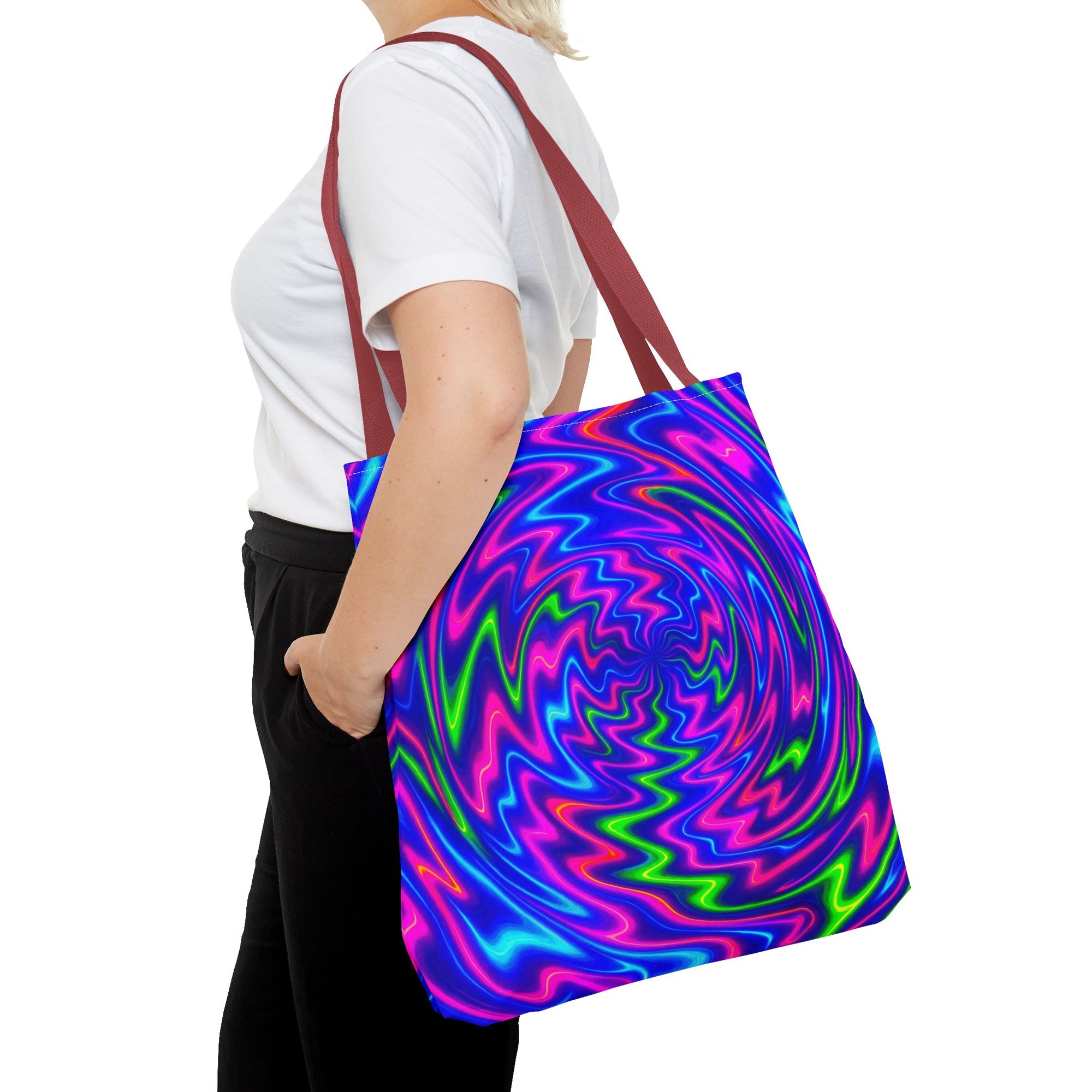 Neon Psychedelic Tote | Colorful Swirl Art Bag