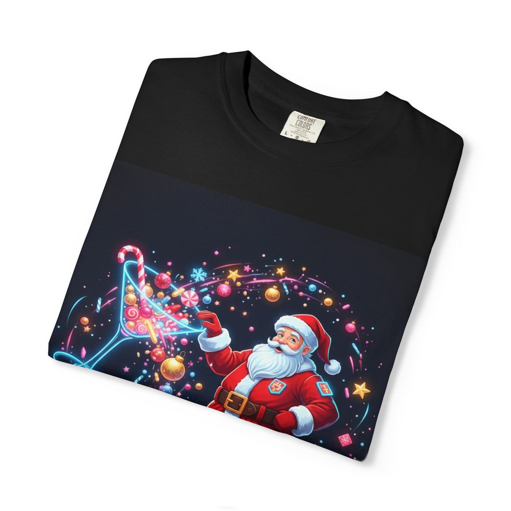 Santa Wizard Illustration T-Shirt | Neon Magical Christmas Tee