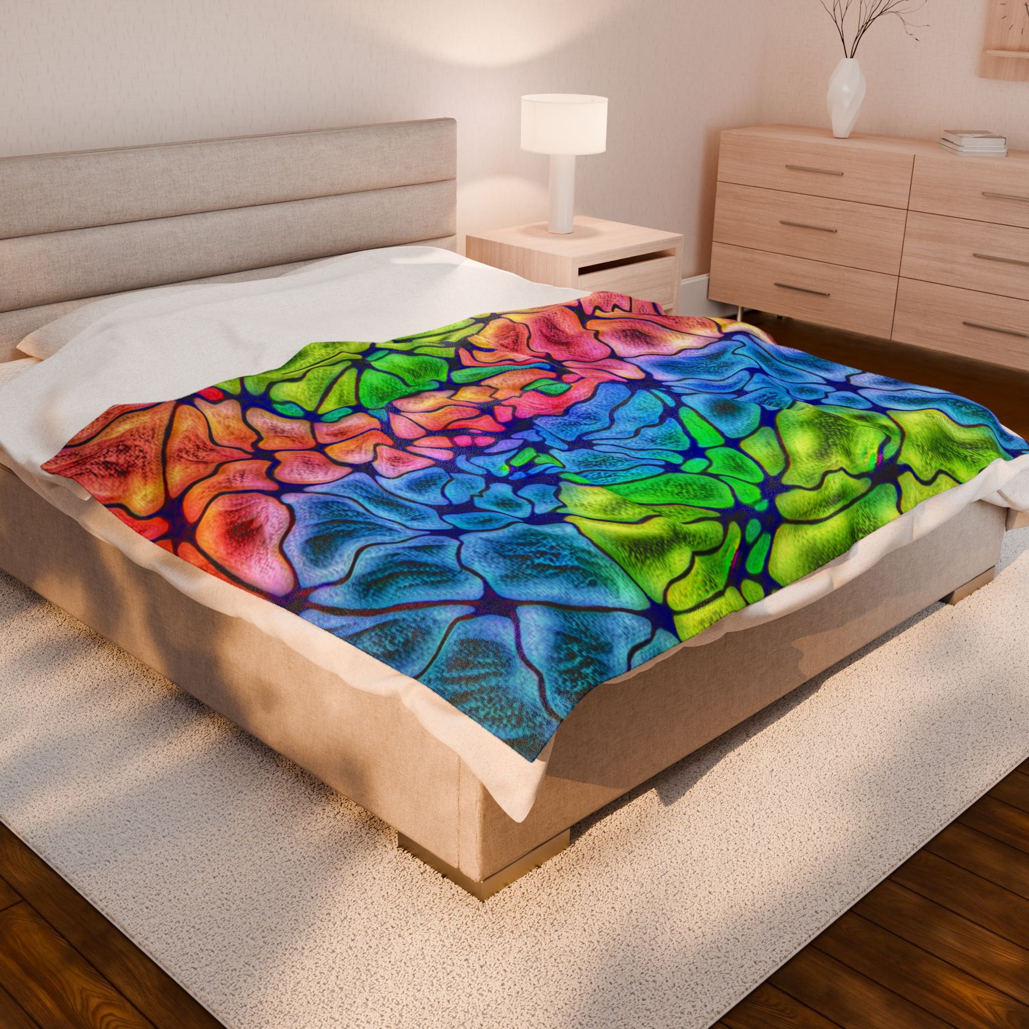 Vibrant Tie-Dye Velveteen Plush Blanket, Colorful Cozy Throw, Soft Warm Comforter, Ideal for Home Decor, Gifts for All Occasions