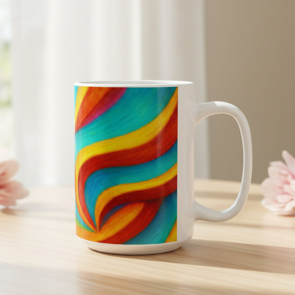 Retro Swirl Mug | Colorful Ceramic Coffee Cup | Modern Art Gift