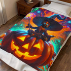 Halloween Witch Blanket | Spooky Pumpkin Throw | Cozy Fall Decor