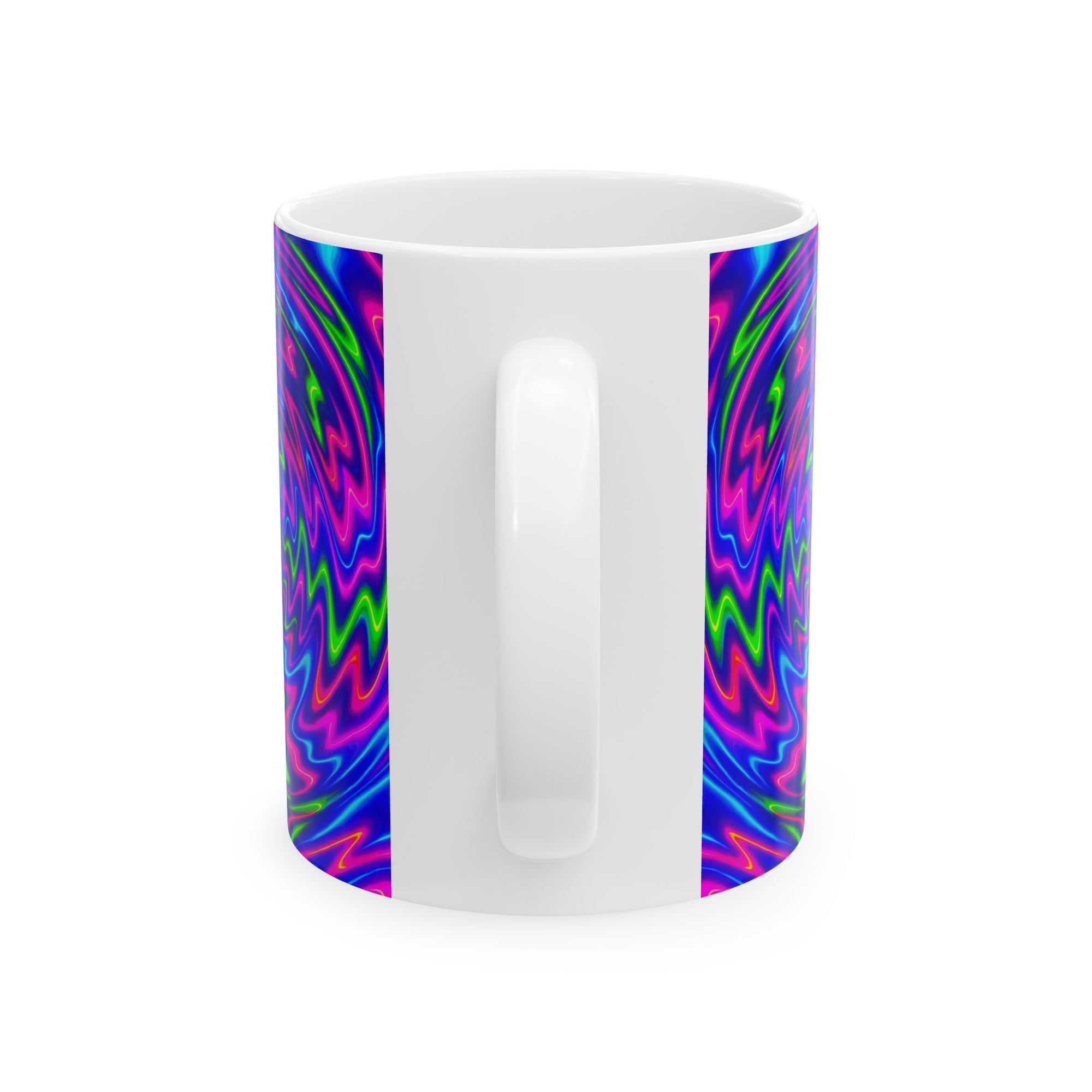 Vortex of Vibes, Psychedelic Spiral Mug for Coffee or Tea, Trippy Ceramic Gift for Color Lovers