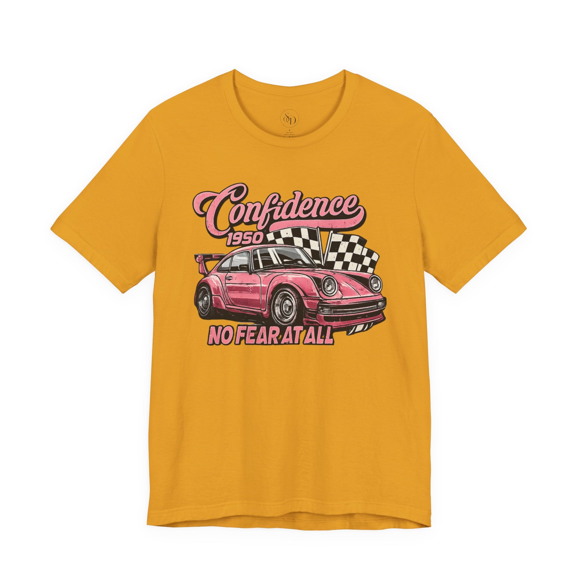 Vintage Pink Porsche 1950 Racing Tee | Confidence No Fear At All