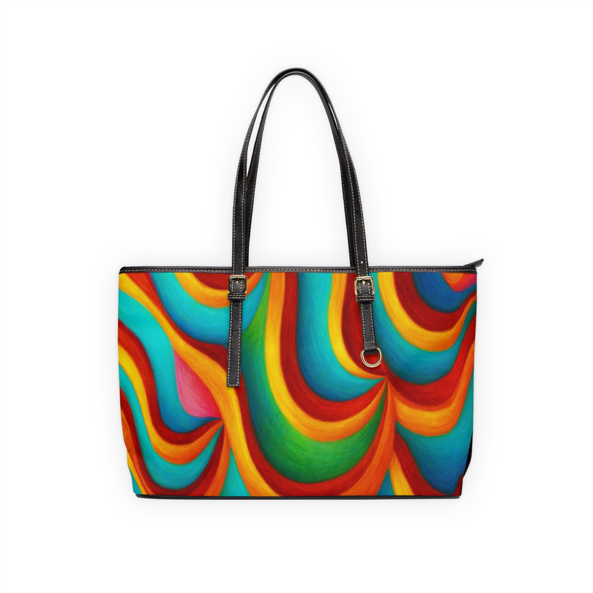 Vibrant Colorful PU Leather Shoulder Bag Daily Tote Boho Chic Handbag Casual Travel Purse Festival Fashion Accessory Gift for Her