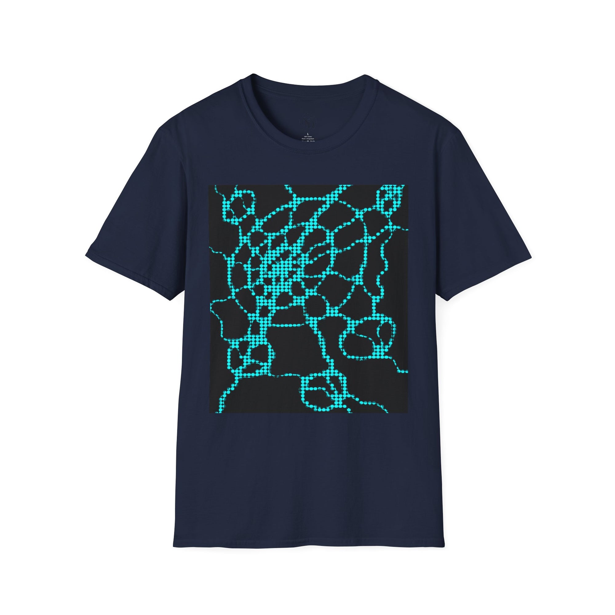 Neural Pattern T-Shirt | Black Turquoise Tech Aesthetic Tee