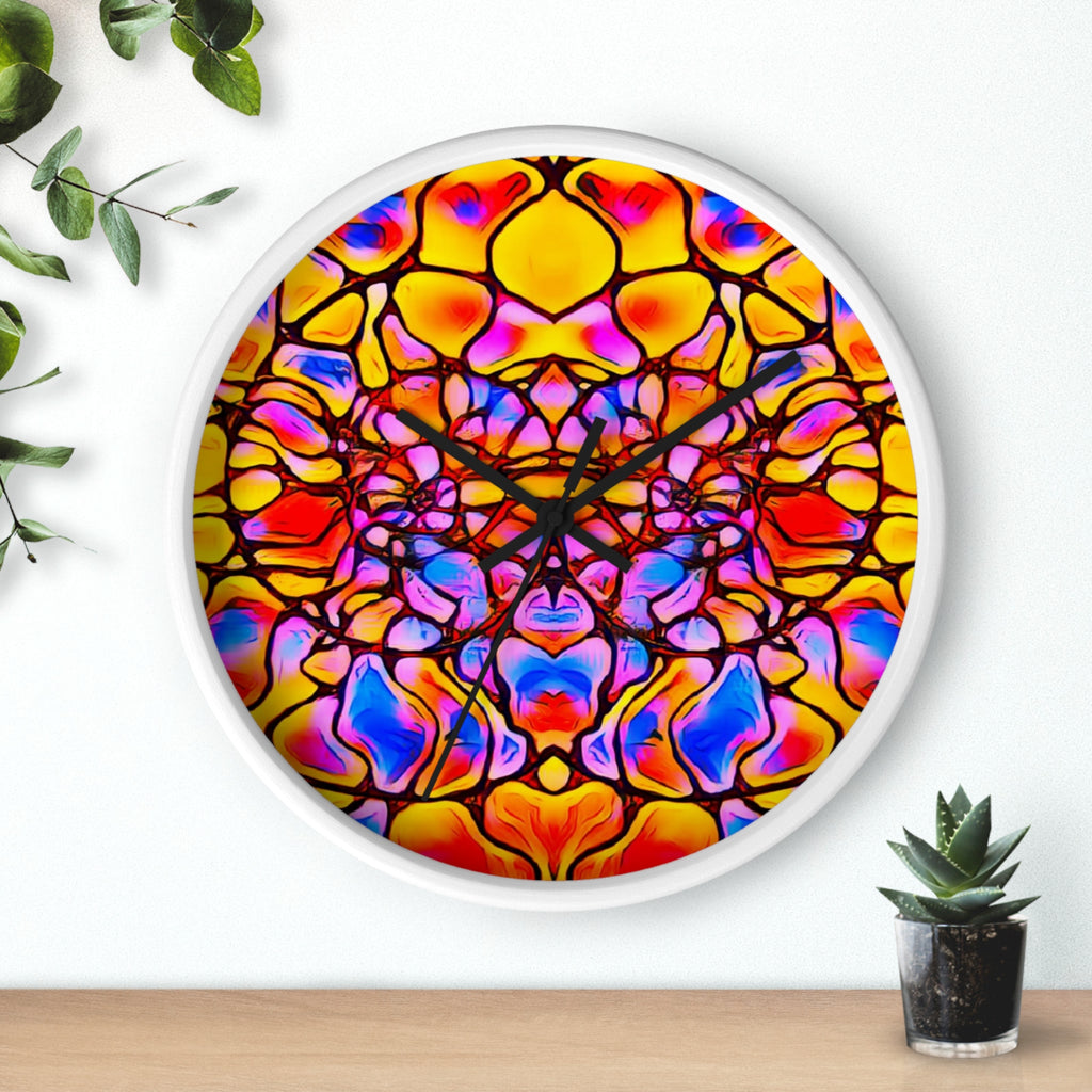Stained Glass Kaleidoscope Wall Clock | Jewel Tone Abstract Home Decor | Silent Art Gift