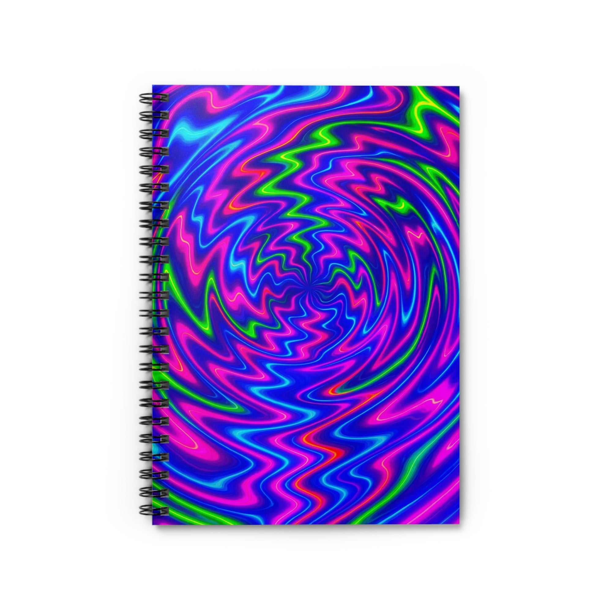 Neon Vortex Spiral Notebook | Vibrant Cyberpunk Journal | Trippy Abstract Stationery