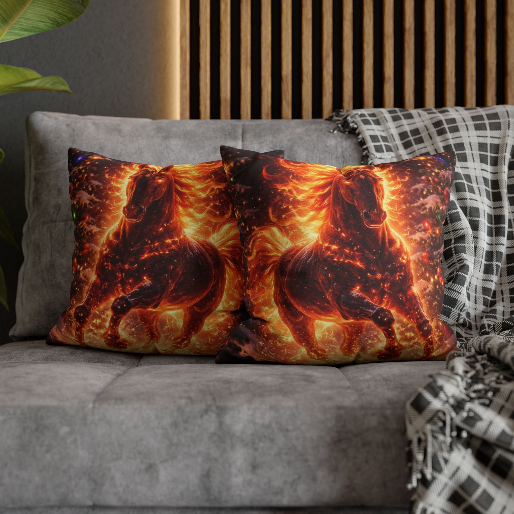 Fire Horse Throw Pillow | Christmas Decorative Cushion