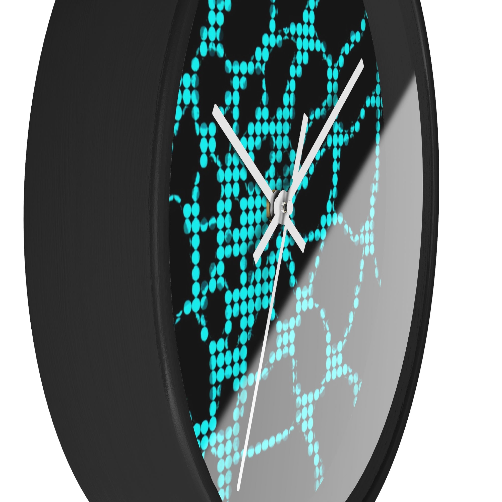Abstract Digital Network Wall Clock | Turquoise Black Cyber Decor | Silent Unique Gift