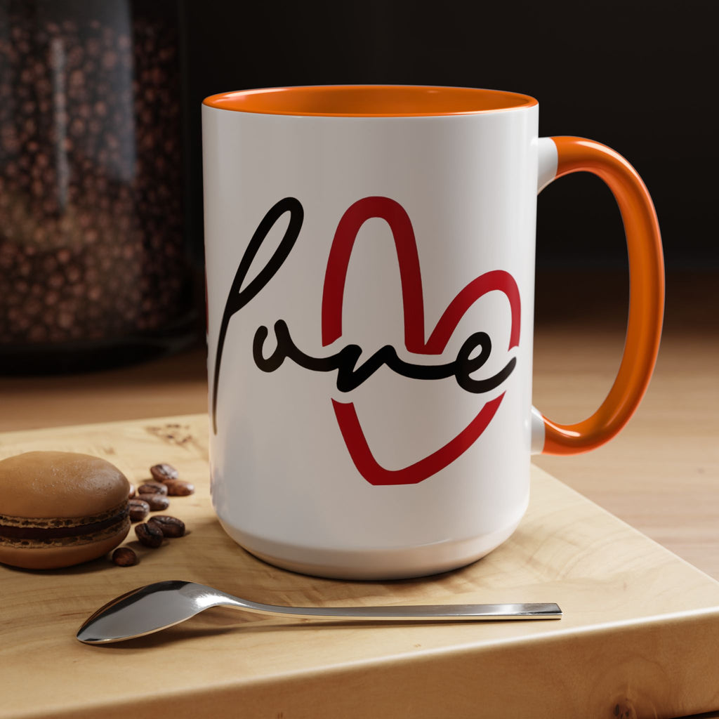 Romantic Love Mug | Heart Script Coffee Cup
