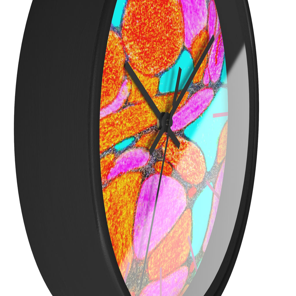 Abstract Pink Orange Teal Wall Clock | Modern Geometric Pop Art Decor | Silent Unique Gift