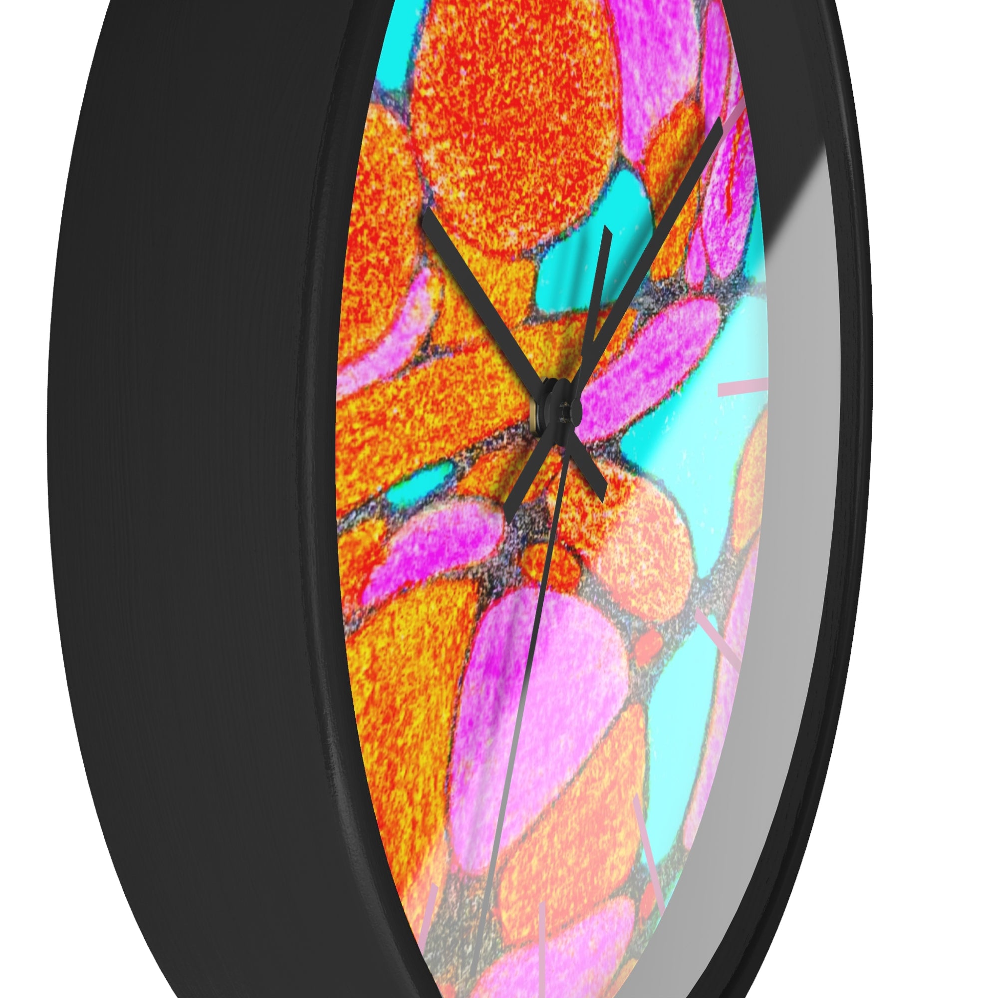 Abstract Pink Orange Teal Wall Clock | Modern Geometric Pop Art Decor | Silent Unique Gift