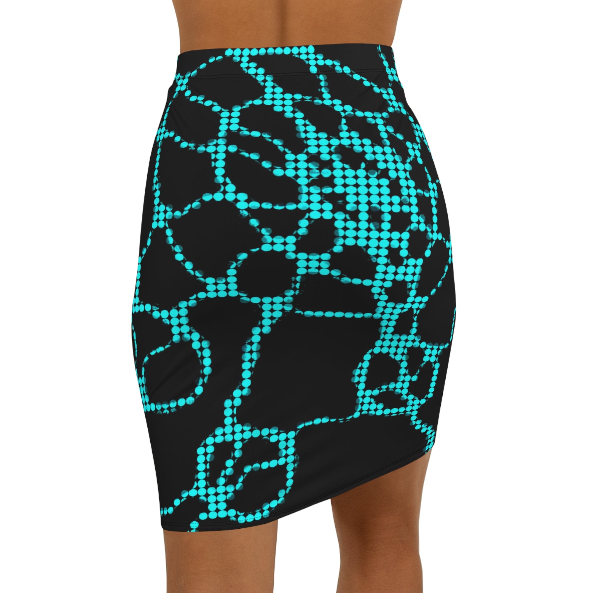 Black Neon Grid Mini Skirt | Bodycon Clubwear | Futuristic Night Outfit