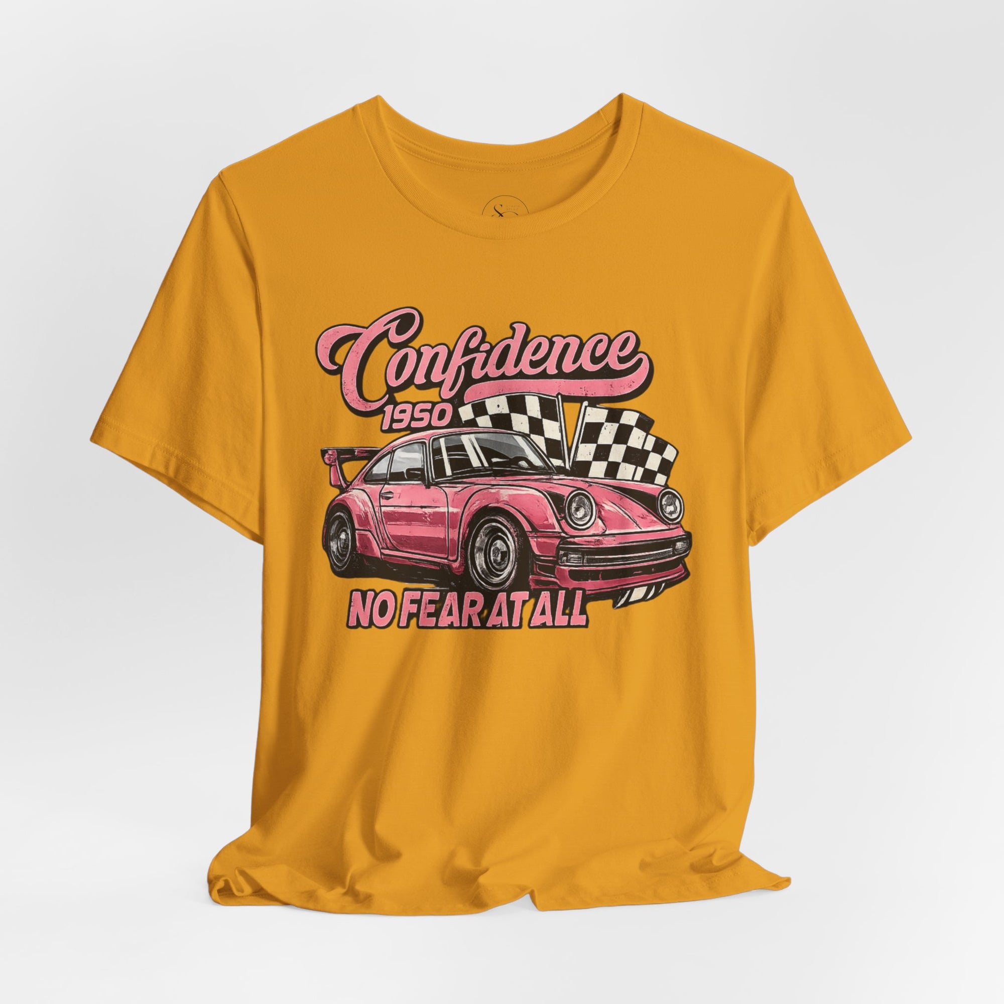 Vintage Pink Porsche 1950 Racing Tee | Confidence No Fear At All