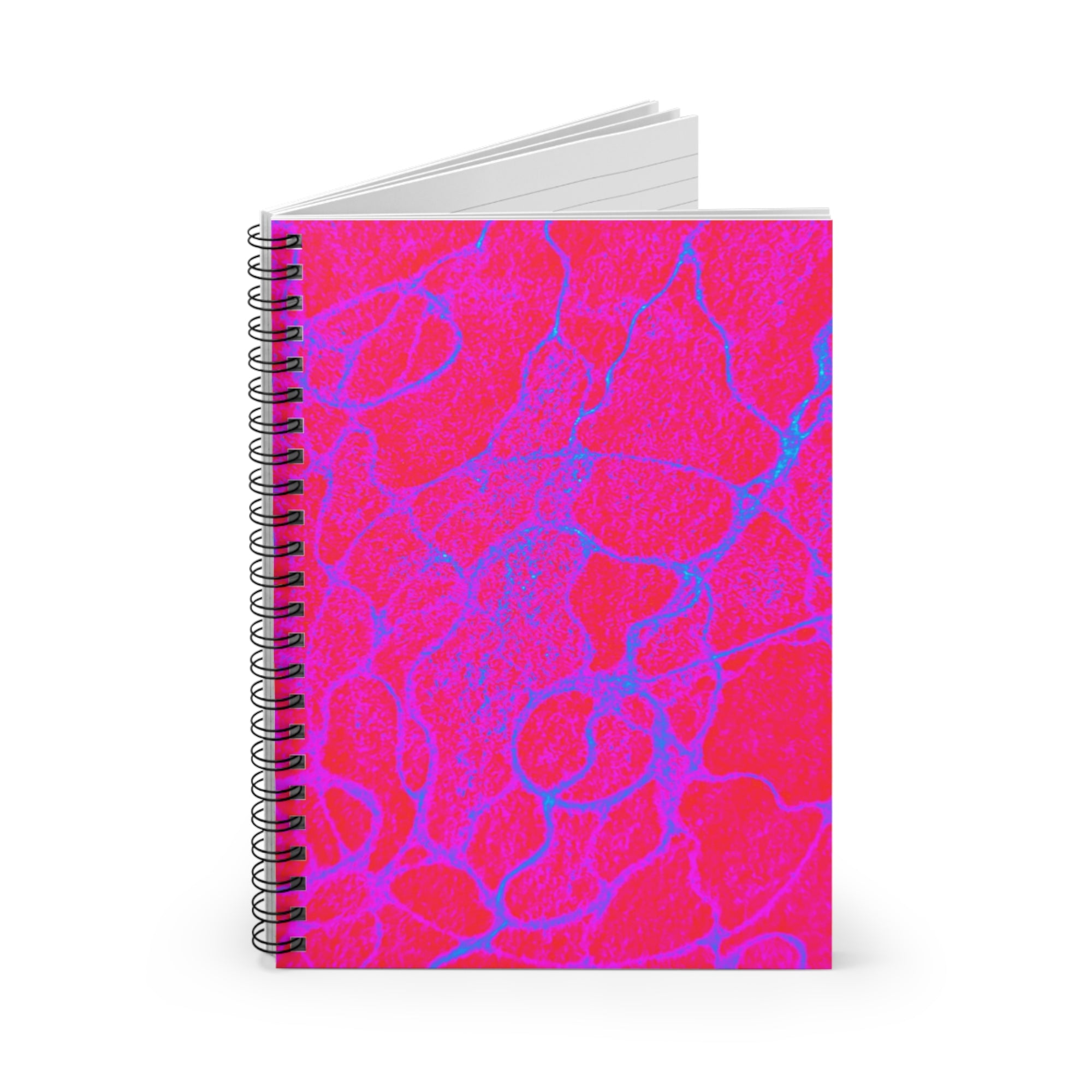 Neon Pink Plasma Abstract Spiral Notebook | Vibrant Liquid Marble Journal | Creative Stationery