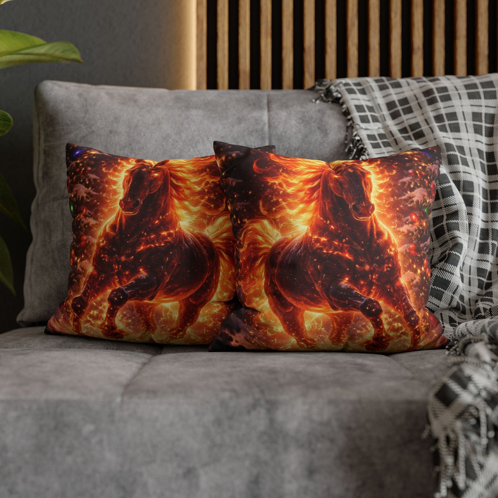 Fire Horse Throw Pillow | Christmas Decorative Cushion