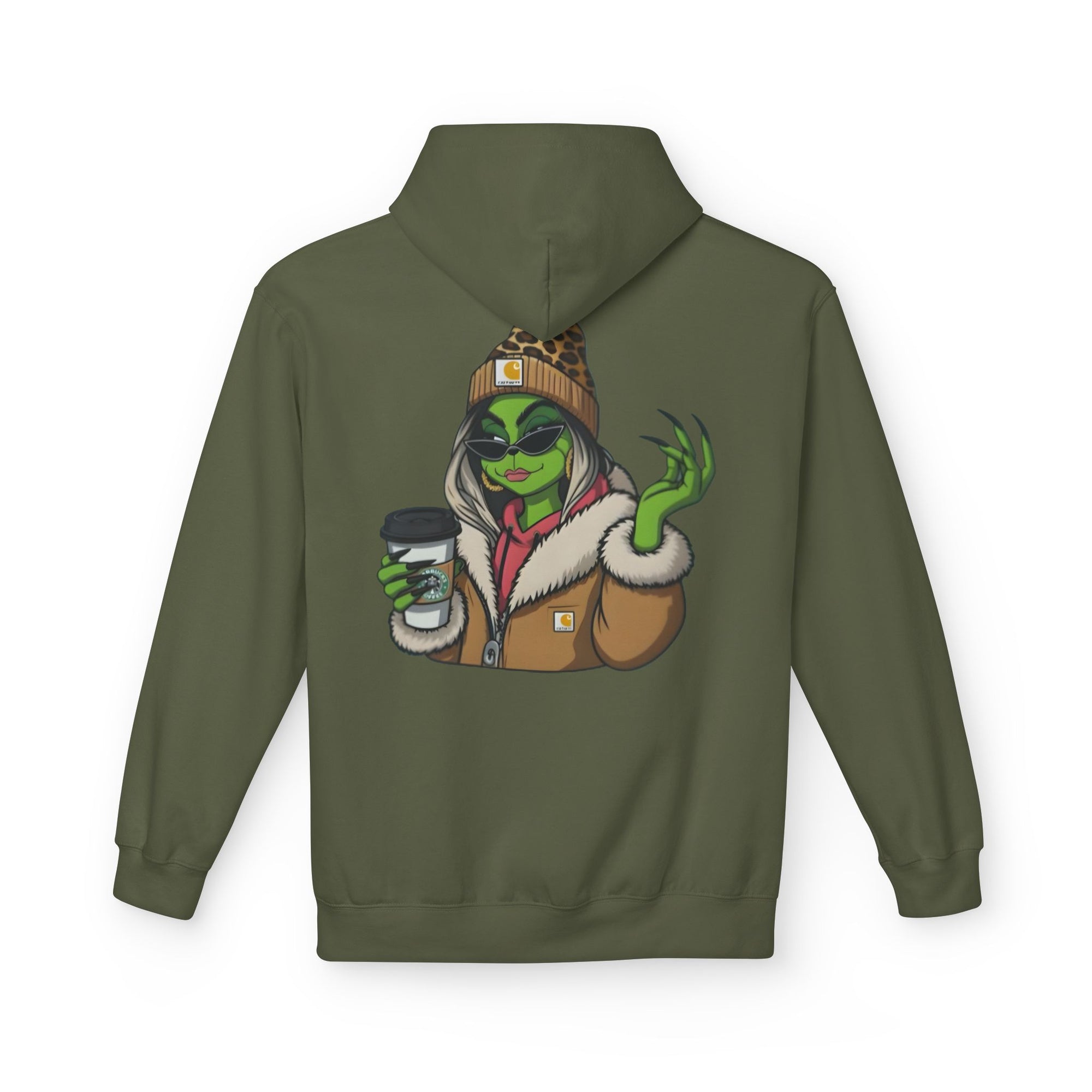 Sassy Grinch Girl Coffee Hoodie | Cozy Alien Winter Sweater | Funny Christmas Gift