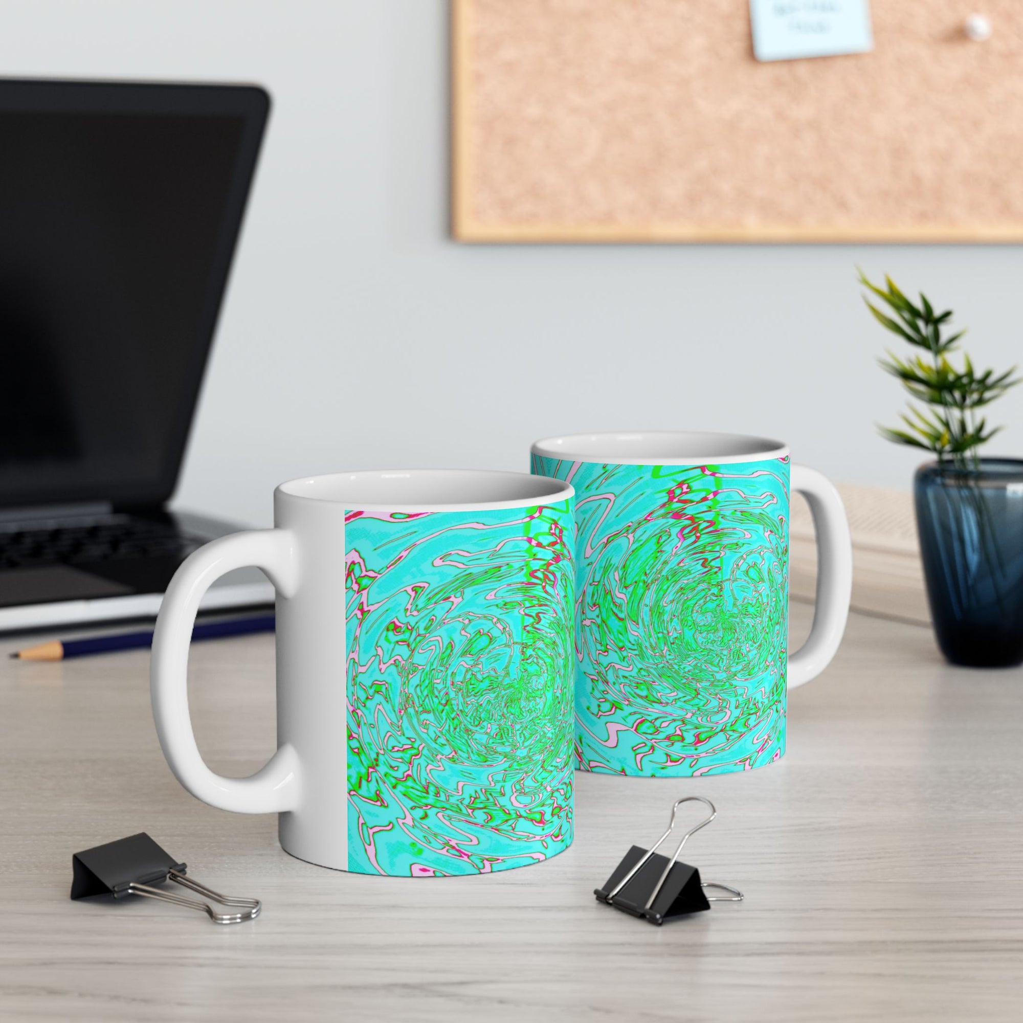 Green Abstract Mug | Modern Ceramic Coffee Cup | Nature Inspired Gift