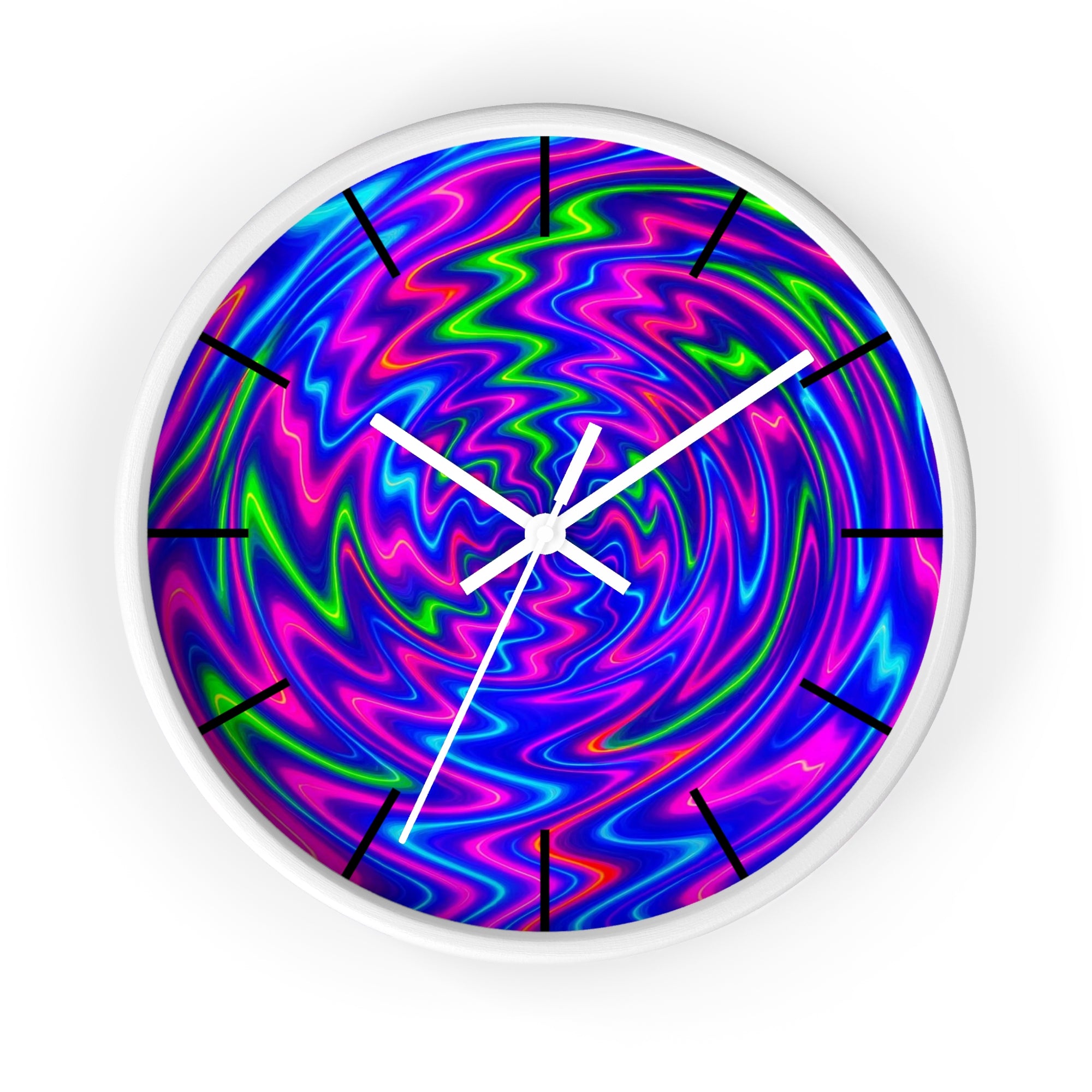 Psychedelic Abstract Wall Clock | Vibrant Neon Swirl Home Decor | Unique Trippy Gift