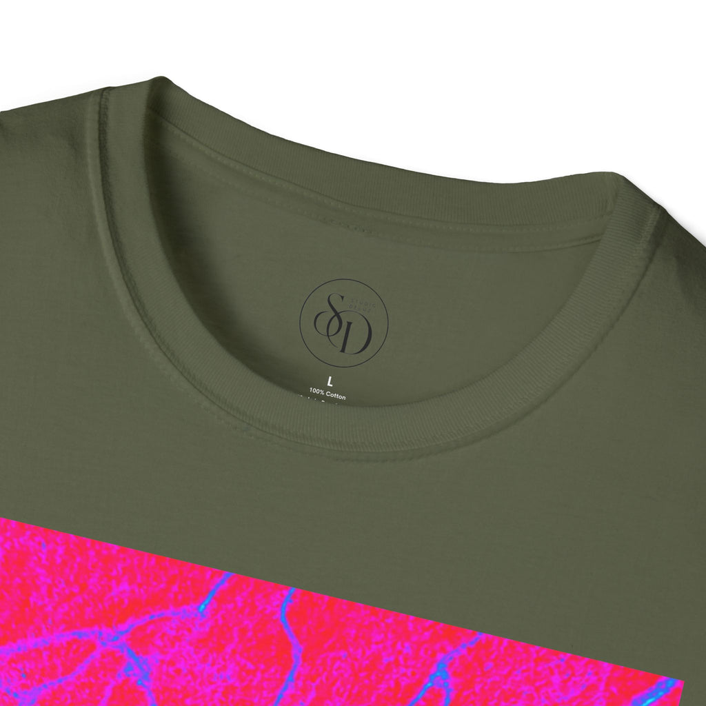 Neon Pink Plasma Abstract Unisex Tee | Vibrant Marble Graphic Shirt