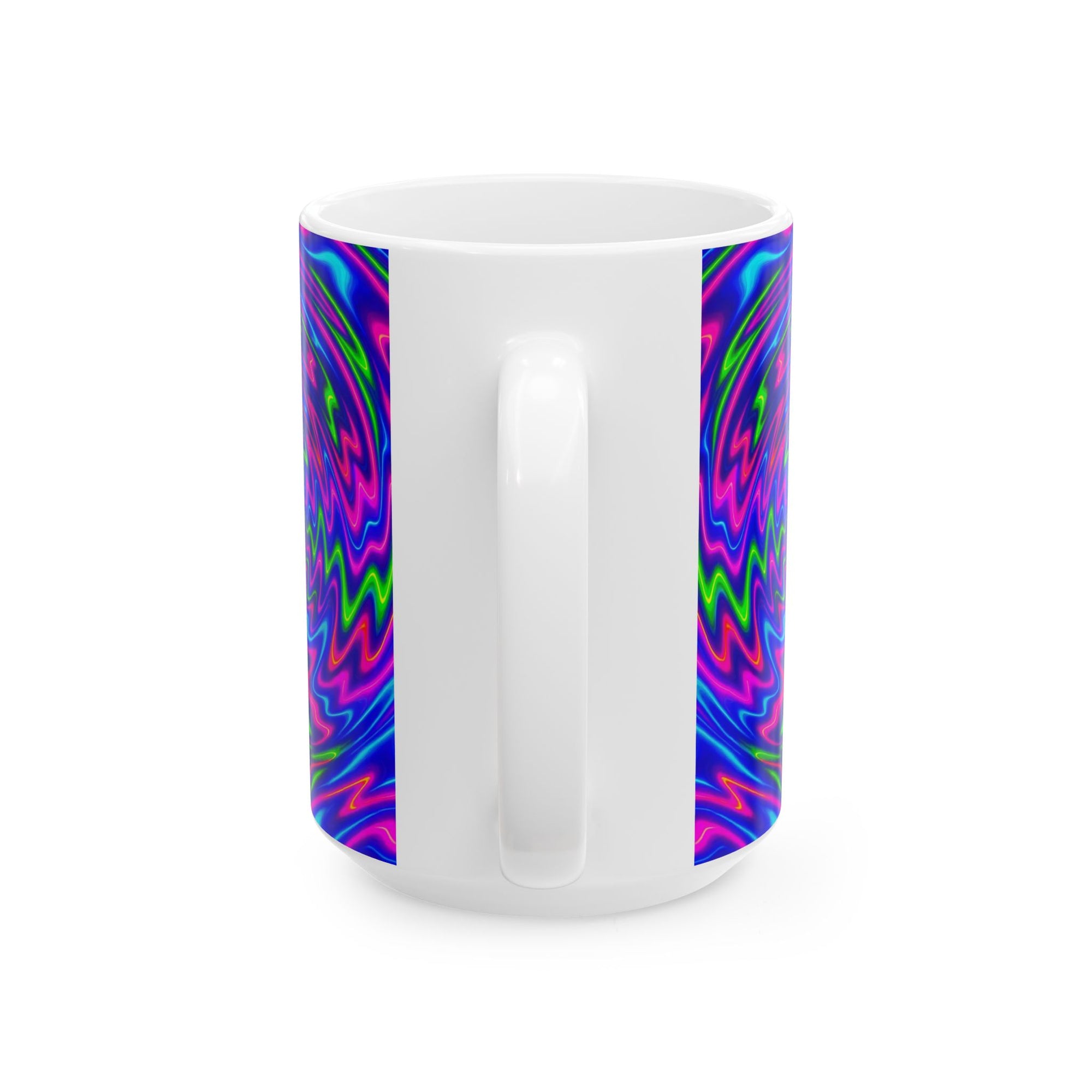 Vortex of Vibes, Psychedelic Spiral Mug for Coffee or Tea, Trippy Ceramic Gift for Color Lovers