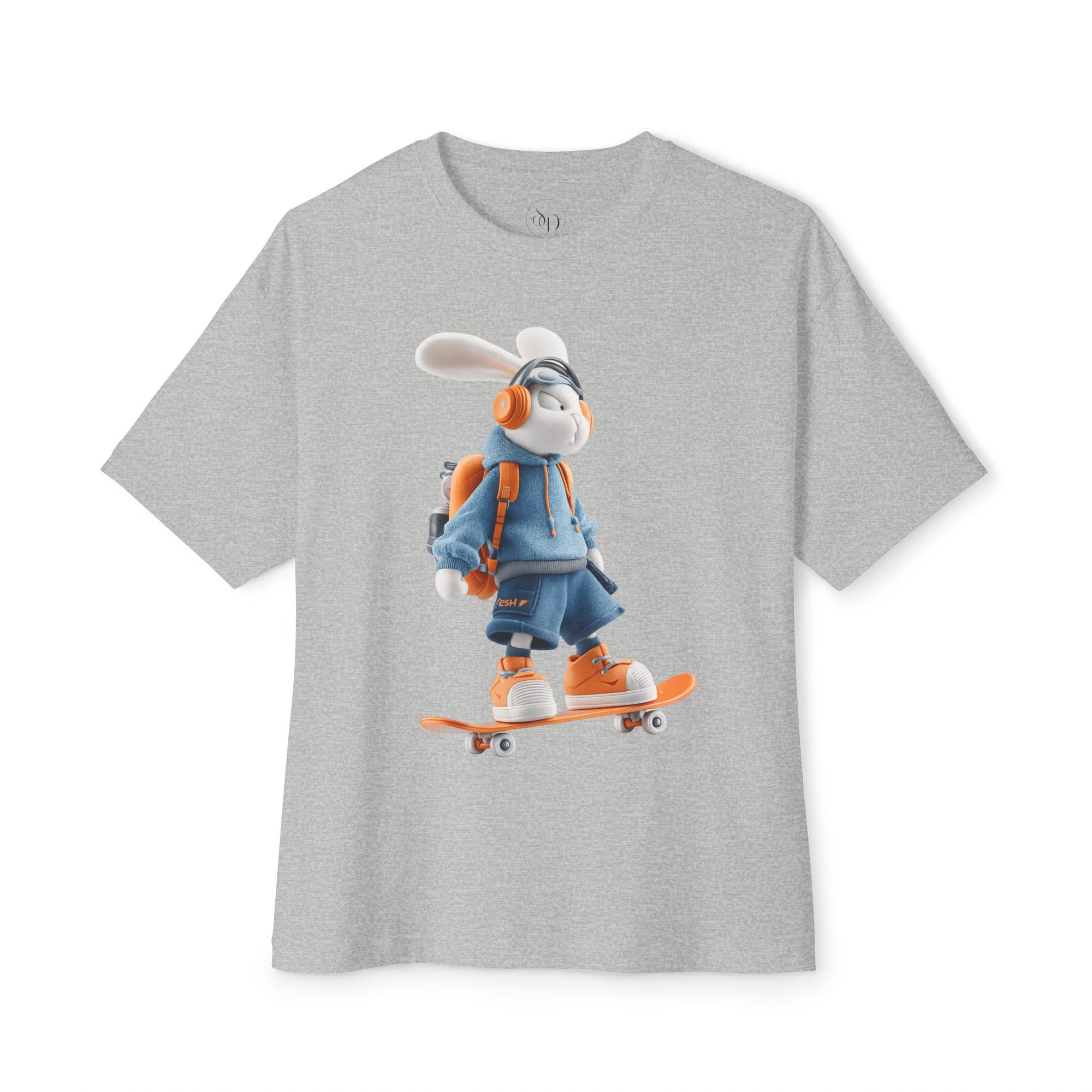 Oversized | Skateboarding Bunny Character Tee | Skateboard Cartoon T-Shirt