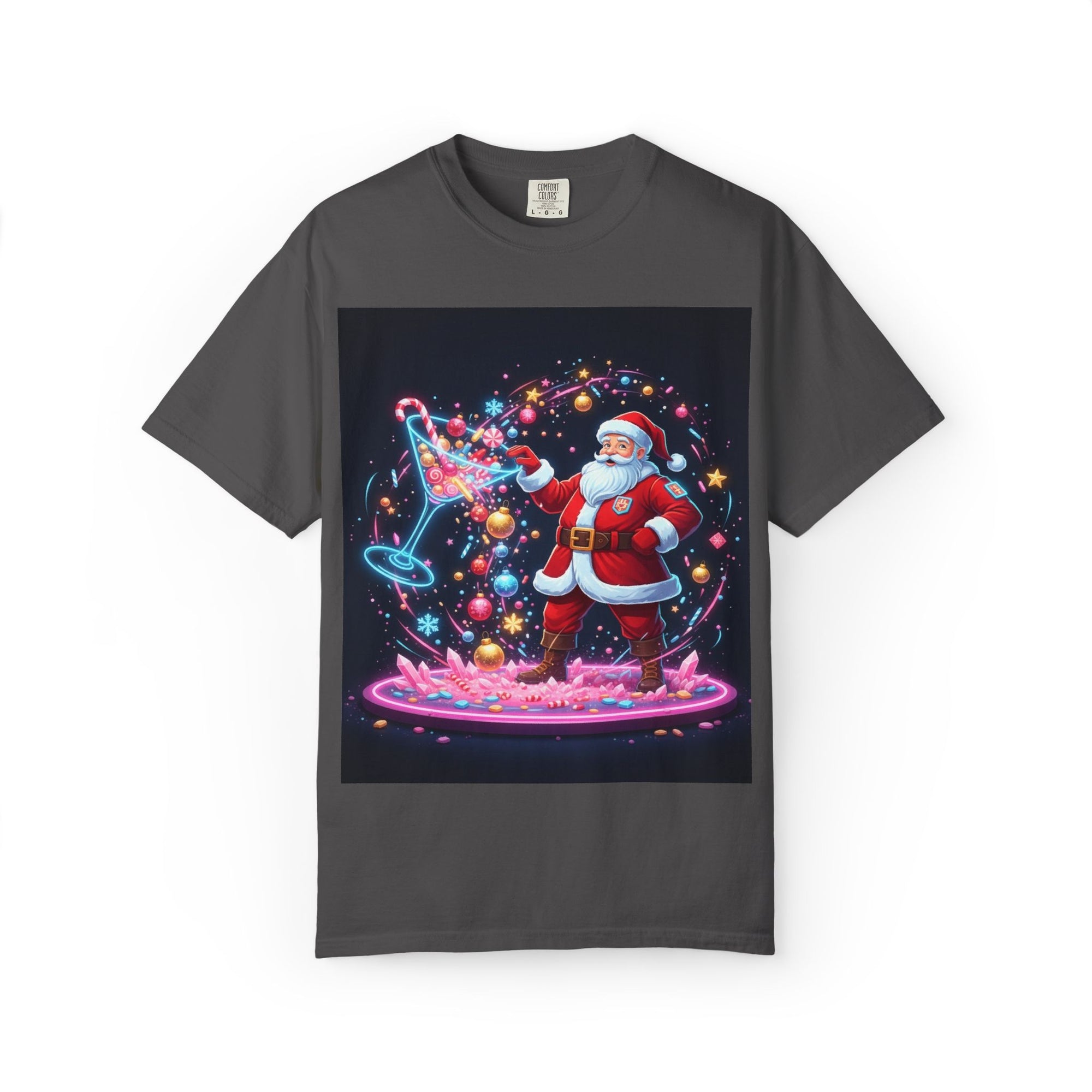 Santa Wizard Illustration T-Shirt | Neon Magical Christmas Tee